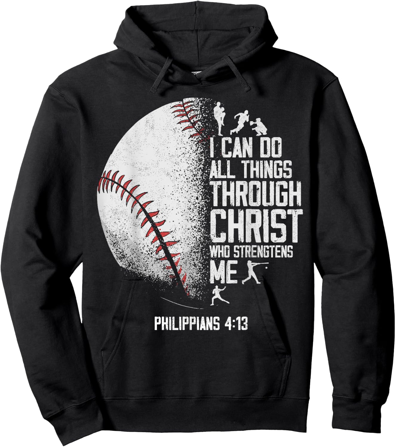 Baseball Fan Bible Quote Vintage I Can Do All The Things Hoodie - Hoodie | Black