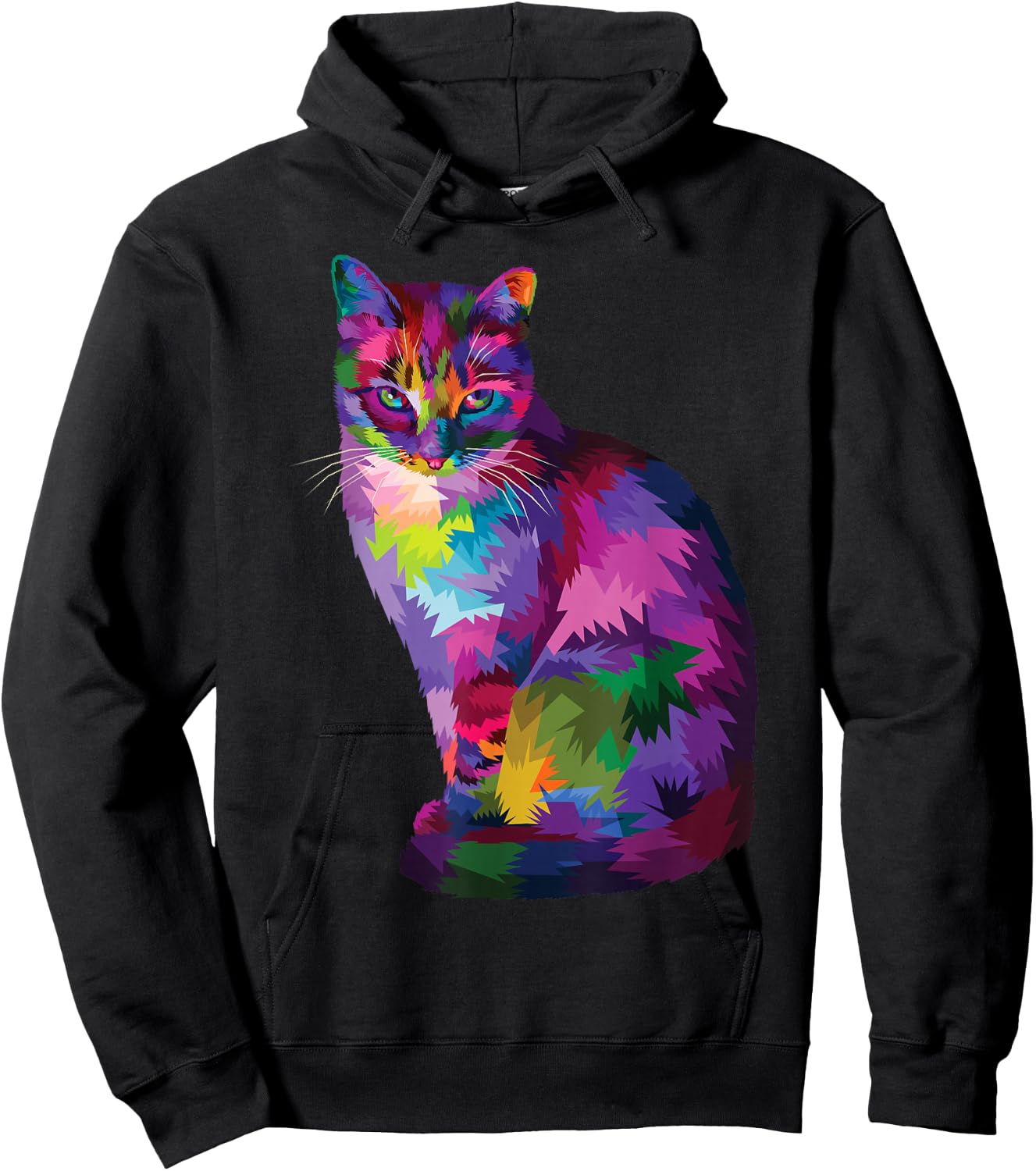 Rainbow Tabby Cat Vibrant Feline Spectrum Kitty Portrait Hoodie - Hoodie | Black