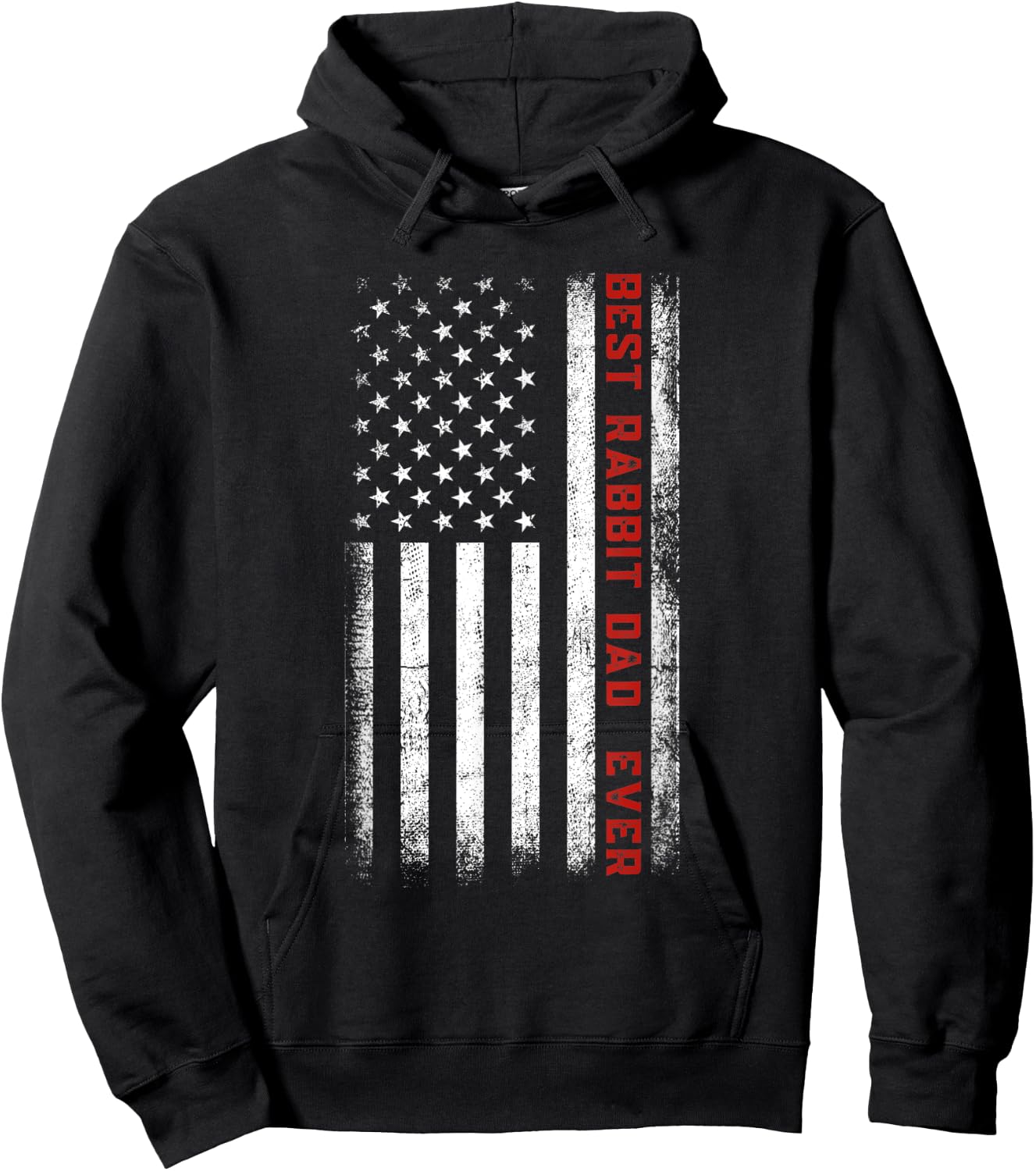 Best Rabbit Dad Ever American Flag Rabbit Dad Father's Day Hoodie - Hoodie | Black