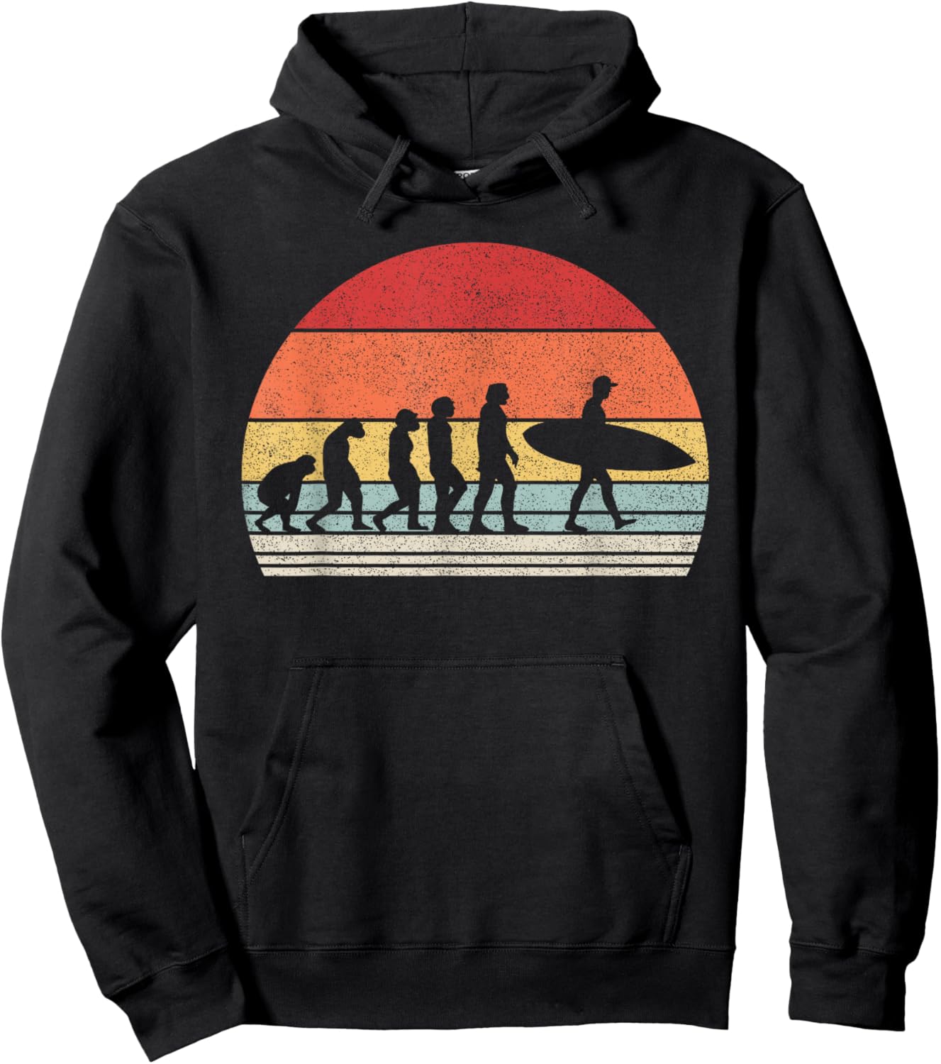 Vintage Retro Evolution Of Man Surfing Surfer Gift Hoodie - Hoodie | Black