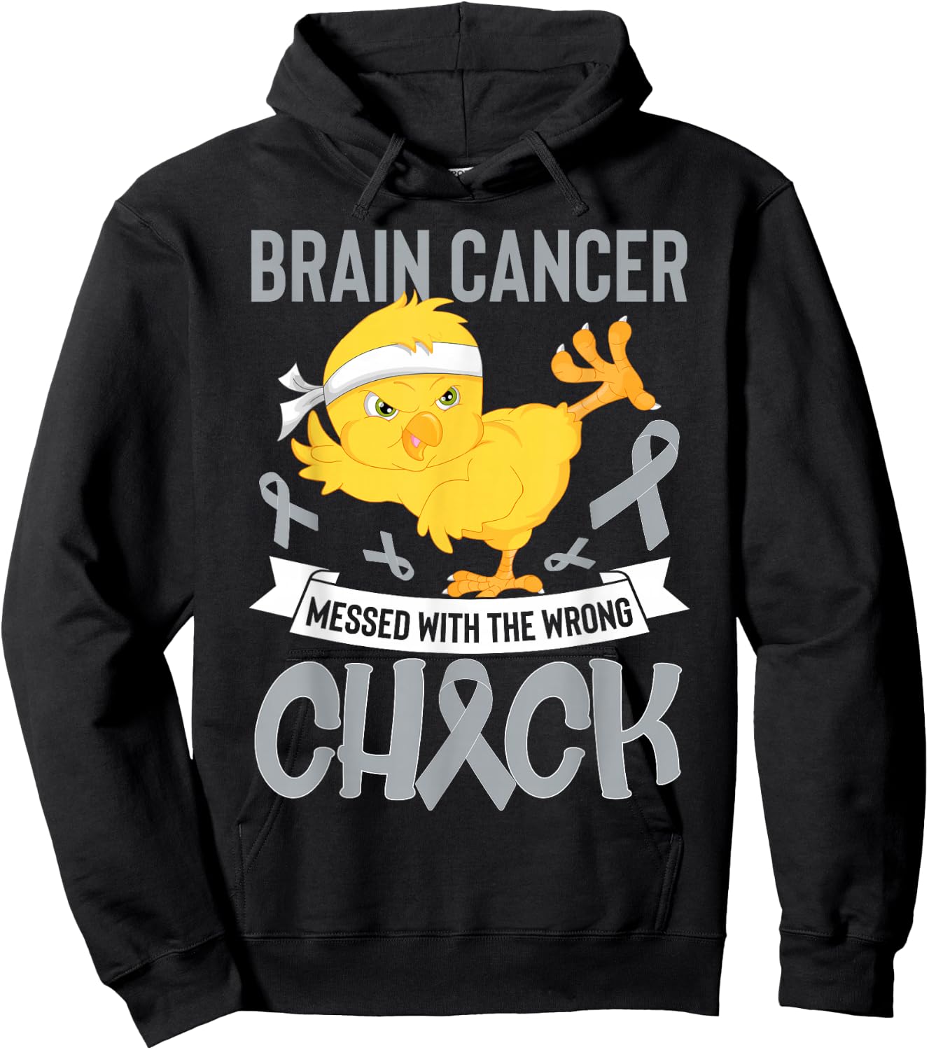 Brain Cancer Messed With The Wrong Chick Warriors Fighters Hoodie - Hoodie | Black