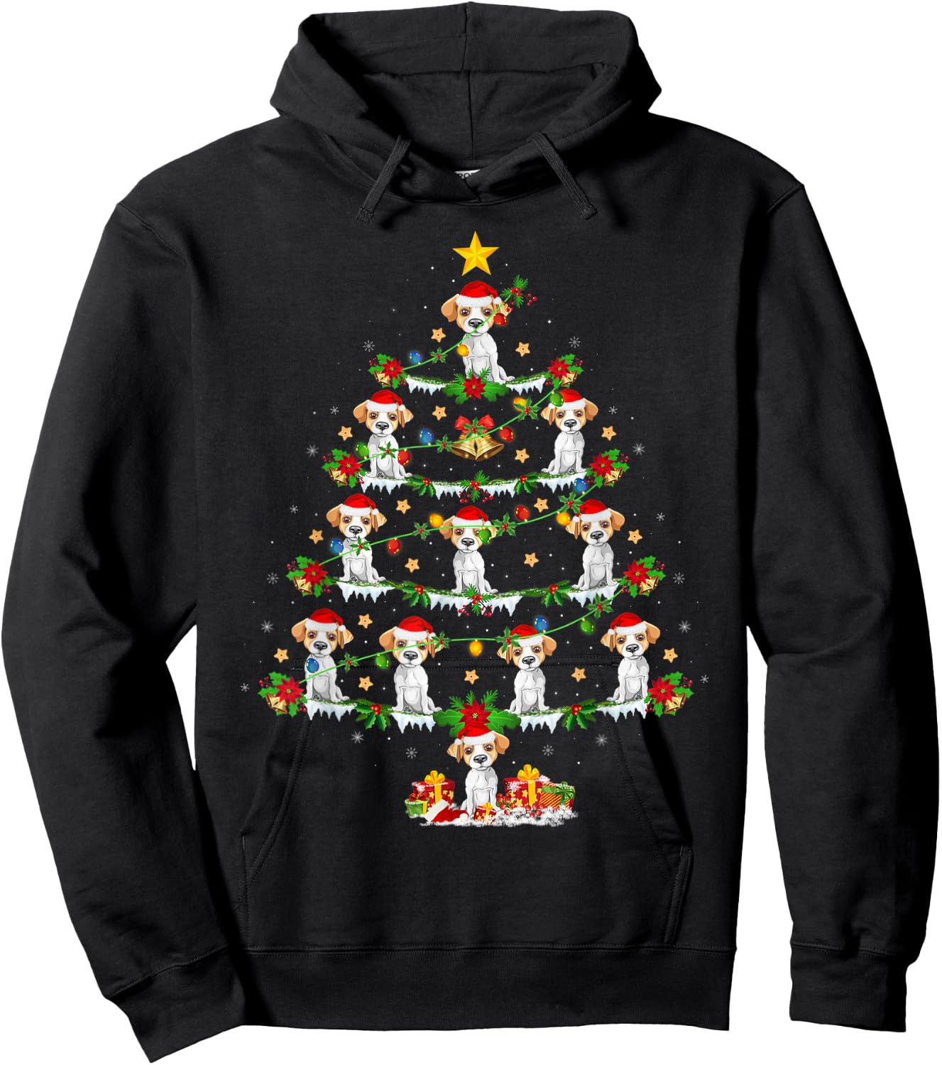 Jack Russel Dog Lover Lighting Jack Russel Christmas Tree Men Women Kids Hoodie - Hoodie | Black