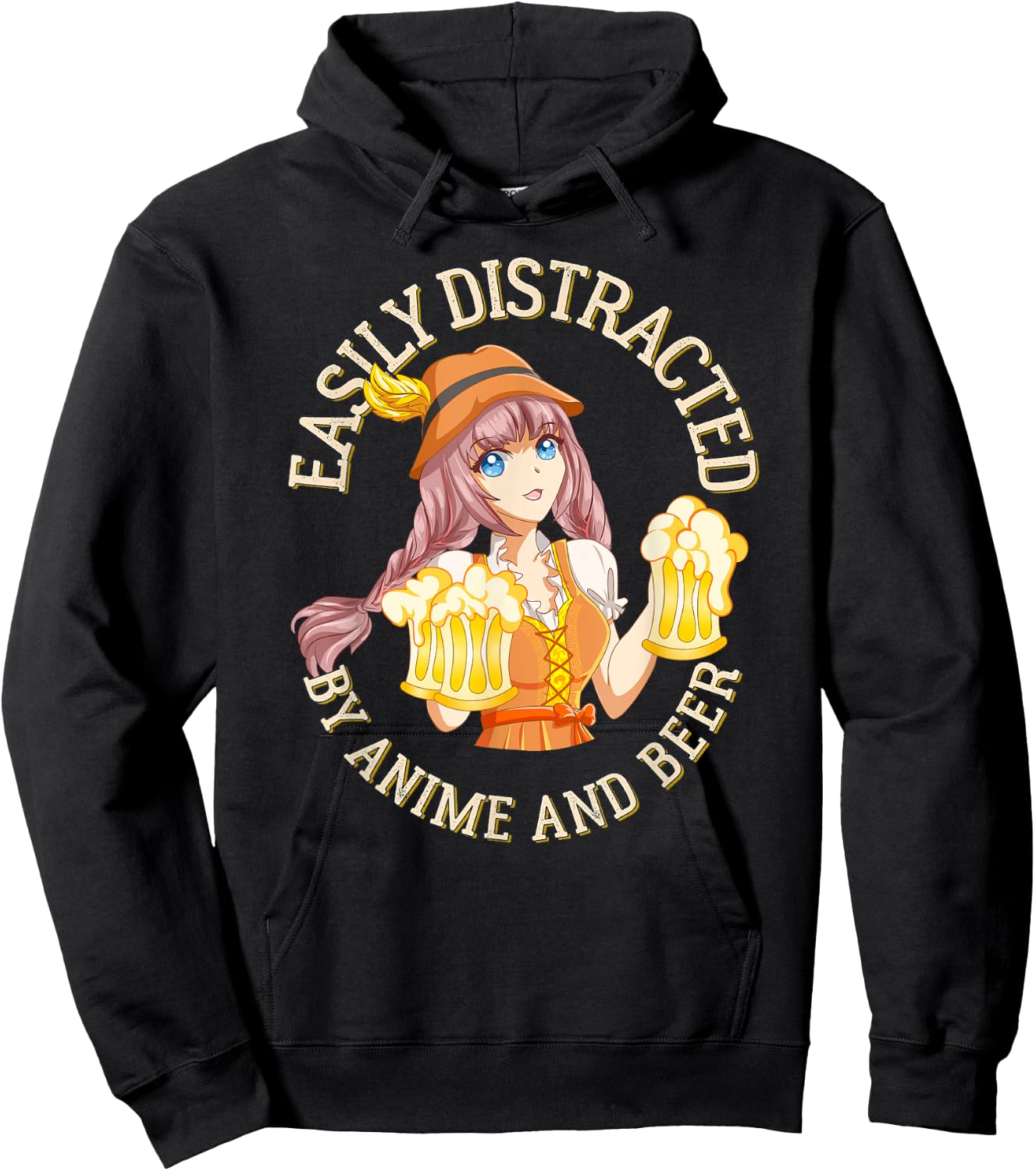 Easily Distracted By Anime and Beer - Manga & Brew Lover Hoodie - Hoodie | Black