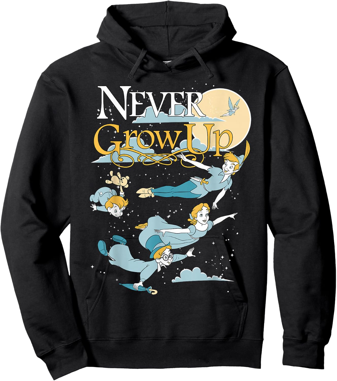Disney Peter Pan Group Shot Never Grow Up Night Portrait Hoodie - Hoodie | Black