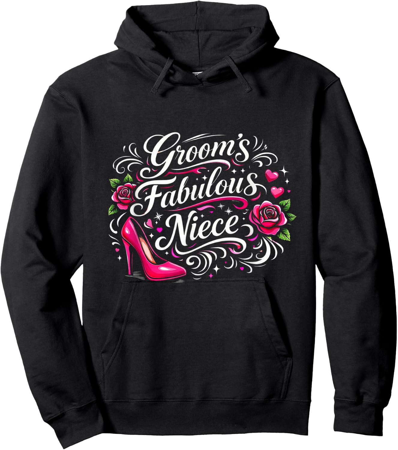 Groom's Fabulous Niece Wedding Crew Elegant Family Matching Hoodie - Hoodie | Black