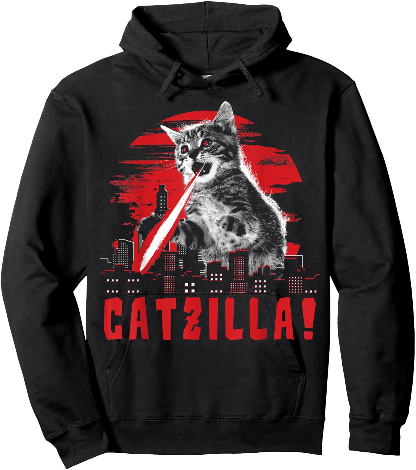 Beware Catzilla Laser Cat Women Hoodie - Hoodie | Black