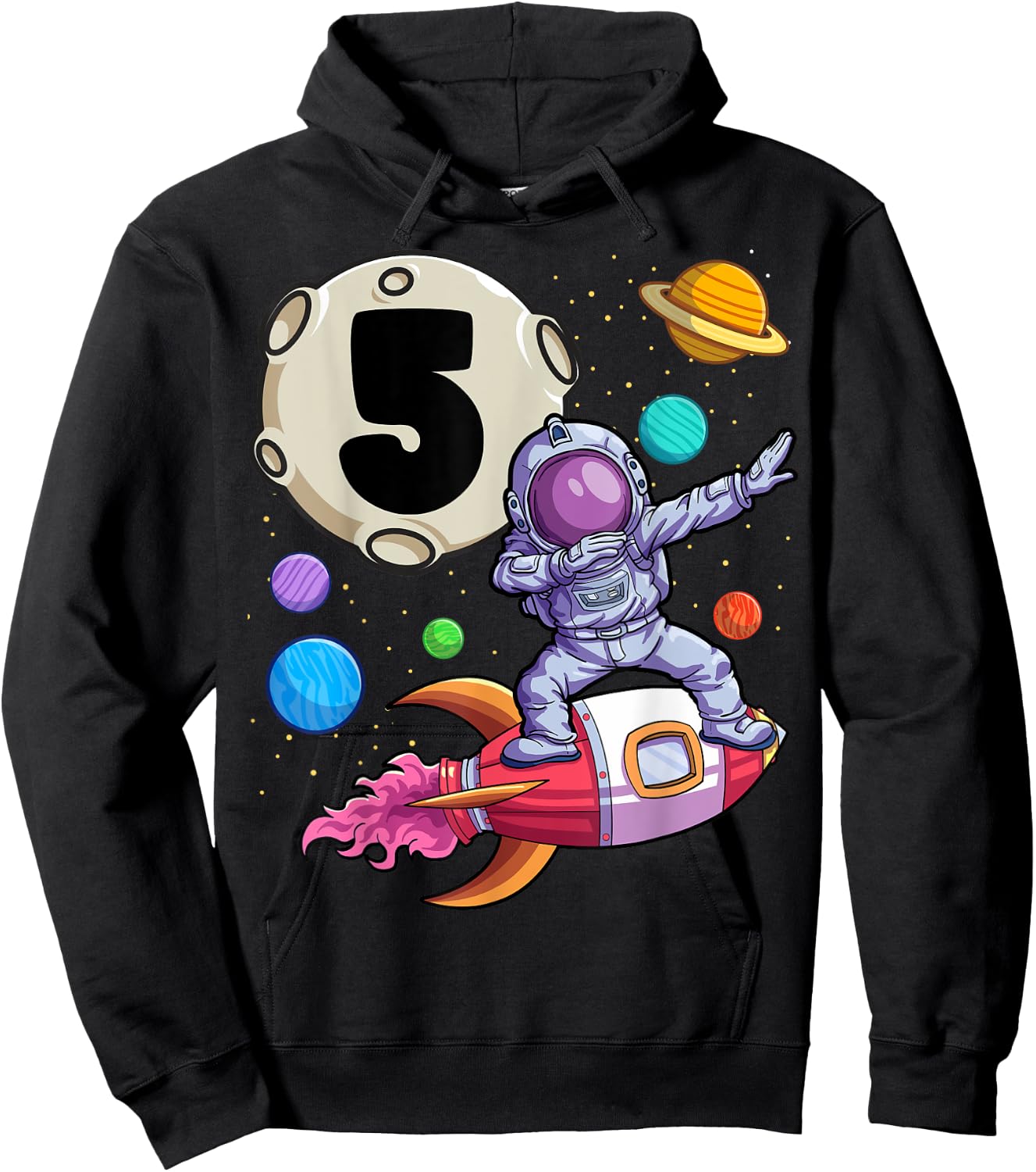 Dabbing Astronaut 5 Yrs Old Birthday Boy Space 5th Birthday Hoodie - Hoodie | Black