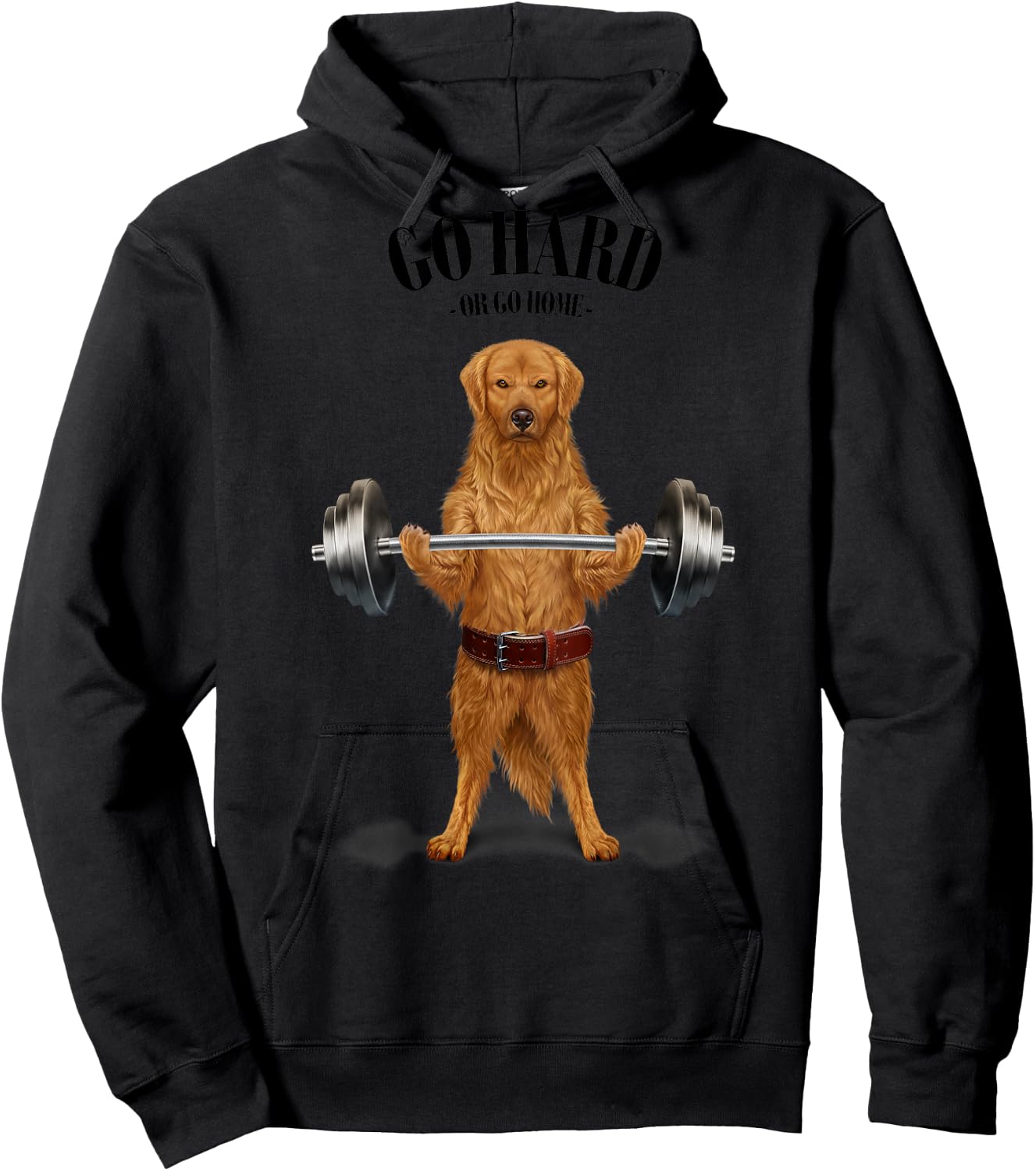 Golden Retriever Dog Weightlifting in Fitness Gym Women Kids Hoodie - Hoodie | Black