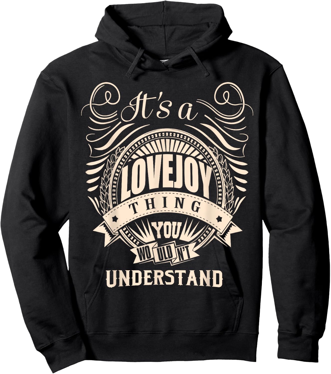 LOVEJOY FAMILY IDEA GIFTS Casual Humor U-Neck Short Sleeve Letter Print , Black, Small Hoodie - Hoodie | Black