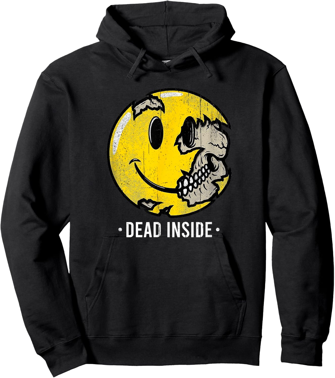 I'm Dead Inside Sad Smile Face Skeleton Vintage Halloween Hoodie - Hoodie | Black