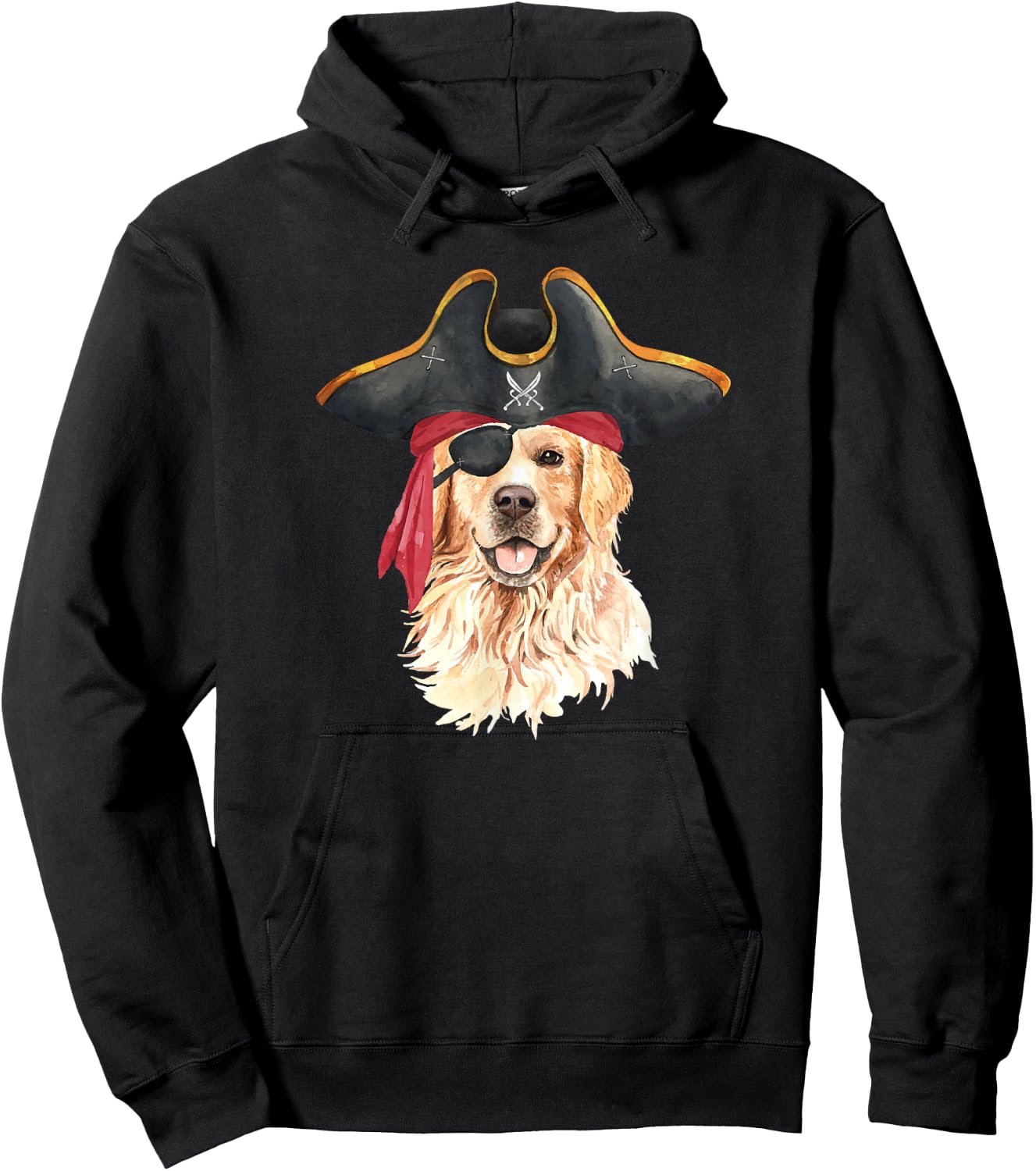 Golden Retriever In Pirate Costume Dog Lovers Women Kids Hoodie - Hoodie | Black