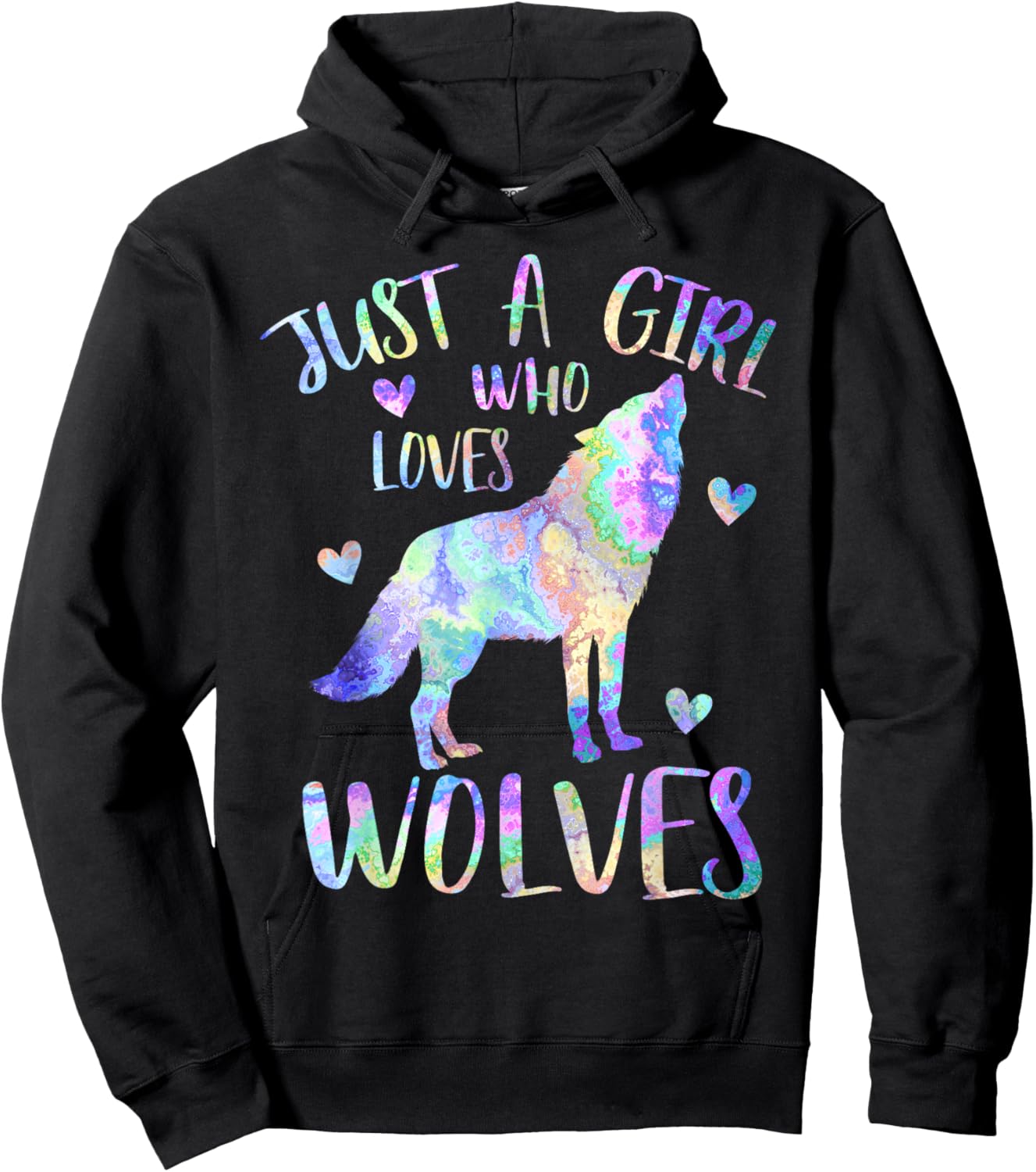 Just a Girl Who Loves Wolves Cute Wolf Lover Teen Girls Hoodie - Hoodie | Black