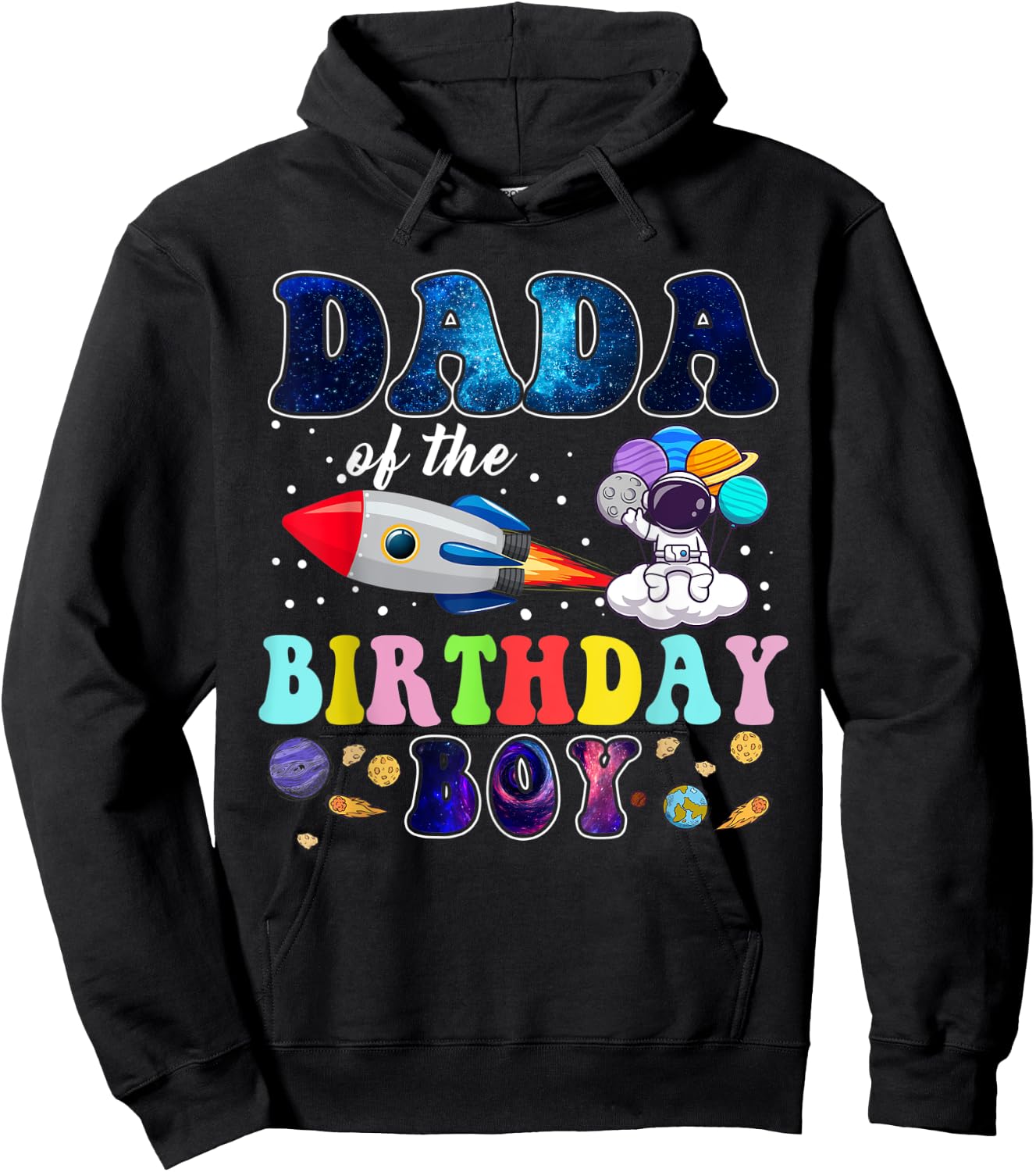 Dada Of The Birthday Astronaut Boy Space Theme Hoodie - Hoodie | Black