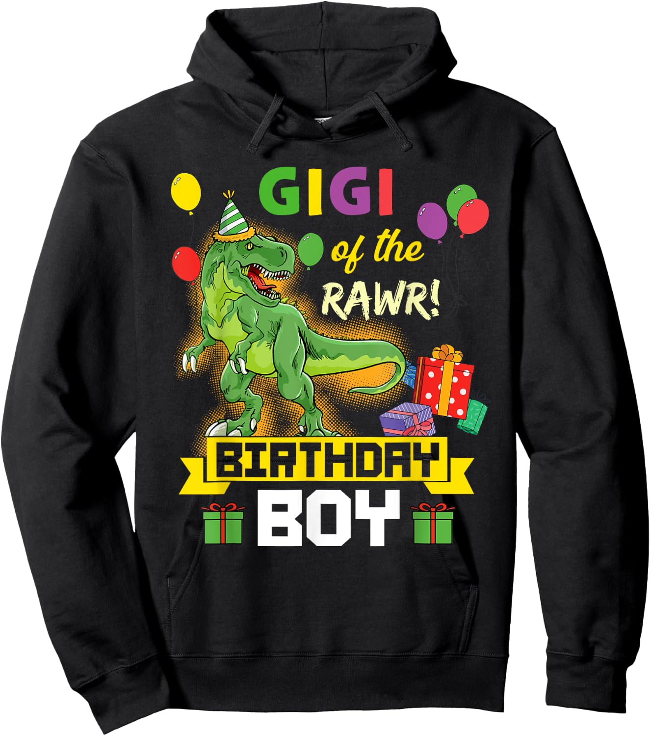 Gigi of the Birthday Boy Dinosaur Celebration Graphic Hoodie - Hoodie | Black