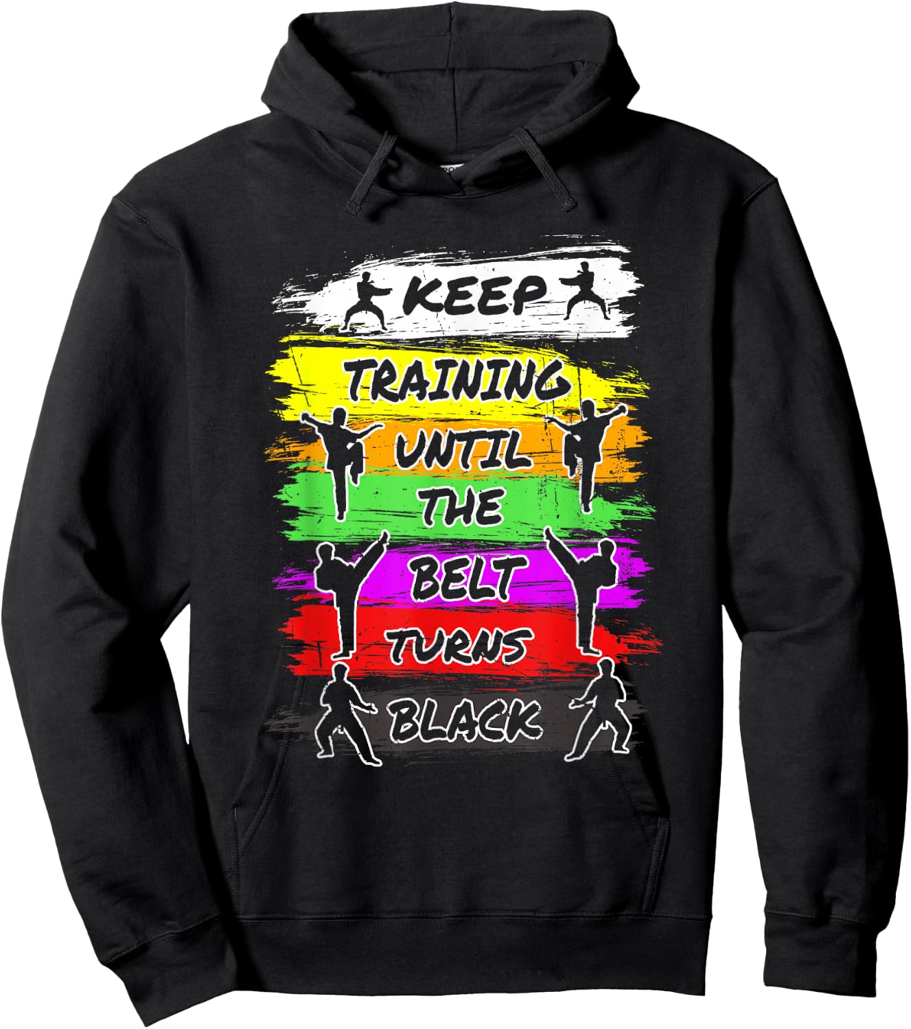 Keep Training Until The Belt Turns Black Retro Karate Hoodie - Hoodie | Black