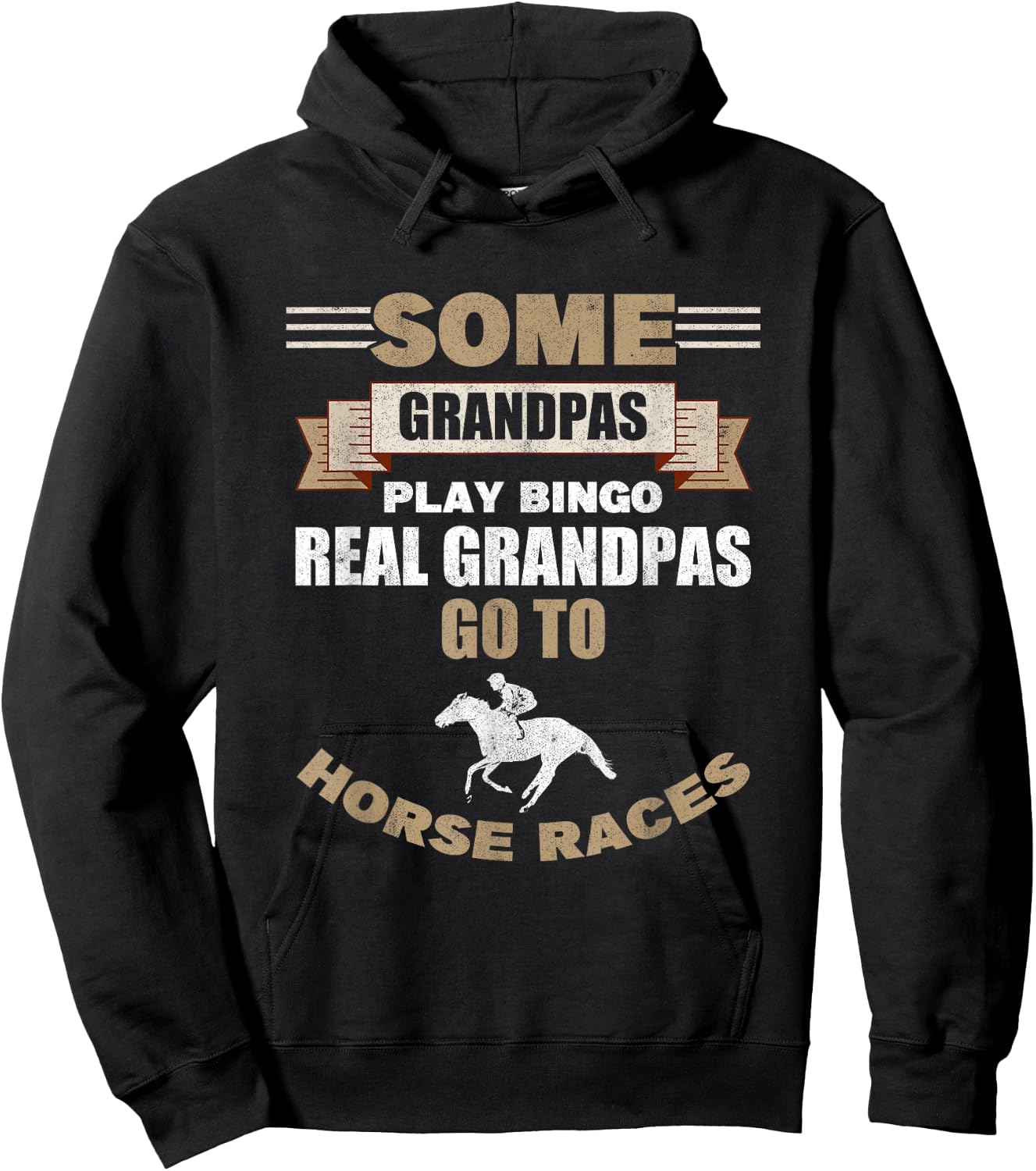 Horse Race Grandfather Gambler Grandpa Betting Horse Racing Hoodie - Hoodie | Black