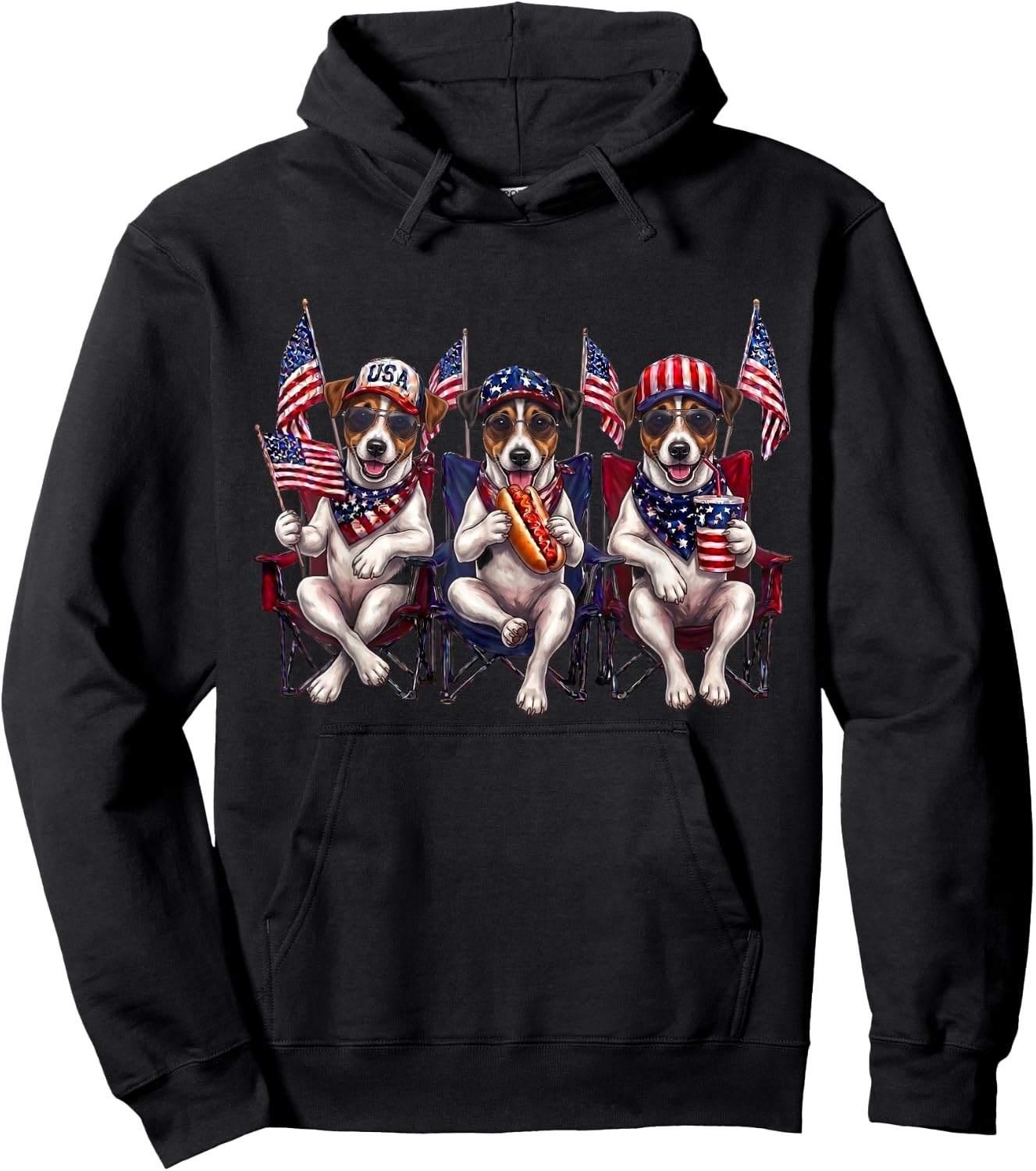 250 Years of Freedom Jack Russell Terrier Dog 1776-2026 4th Hoodie - Hoodie | Black