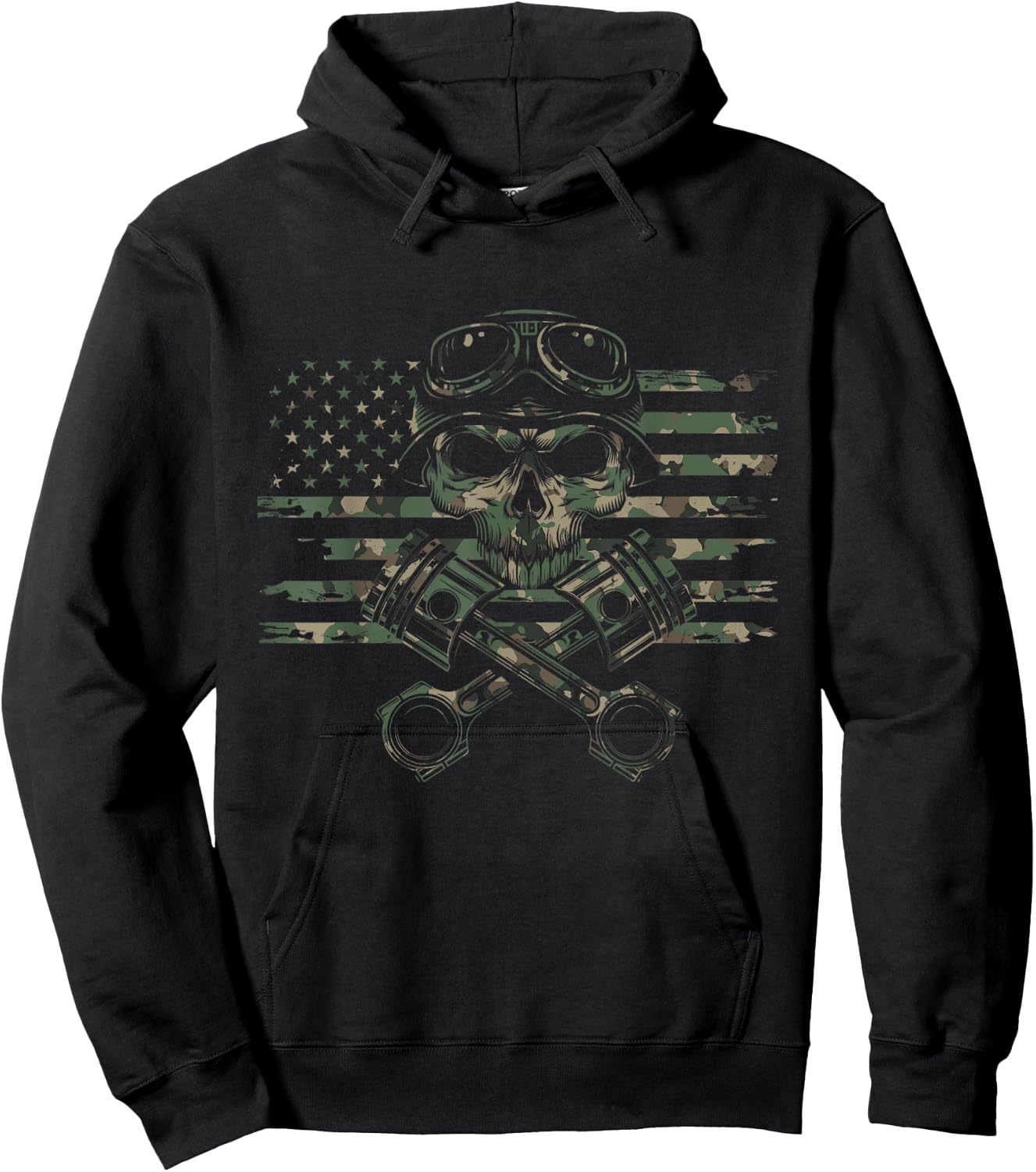 American Flag Camouflage Motorcycle Apparel - Motorcycle Hoodie - Hoodie | Black