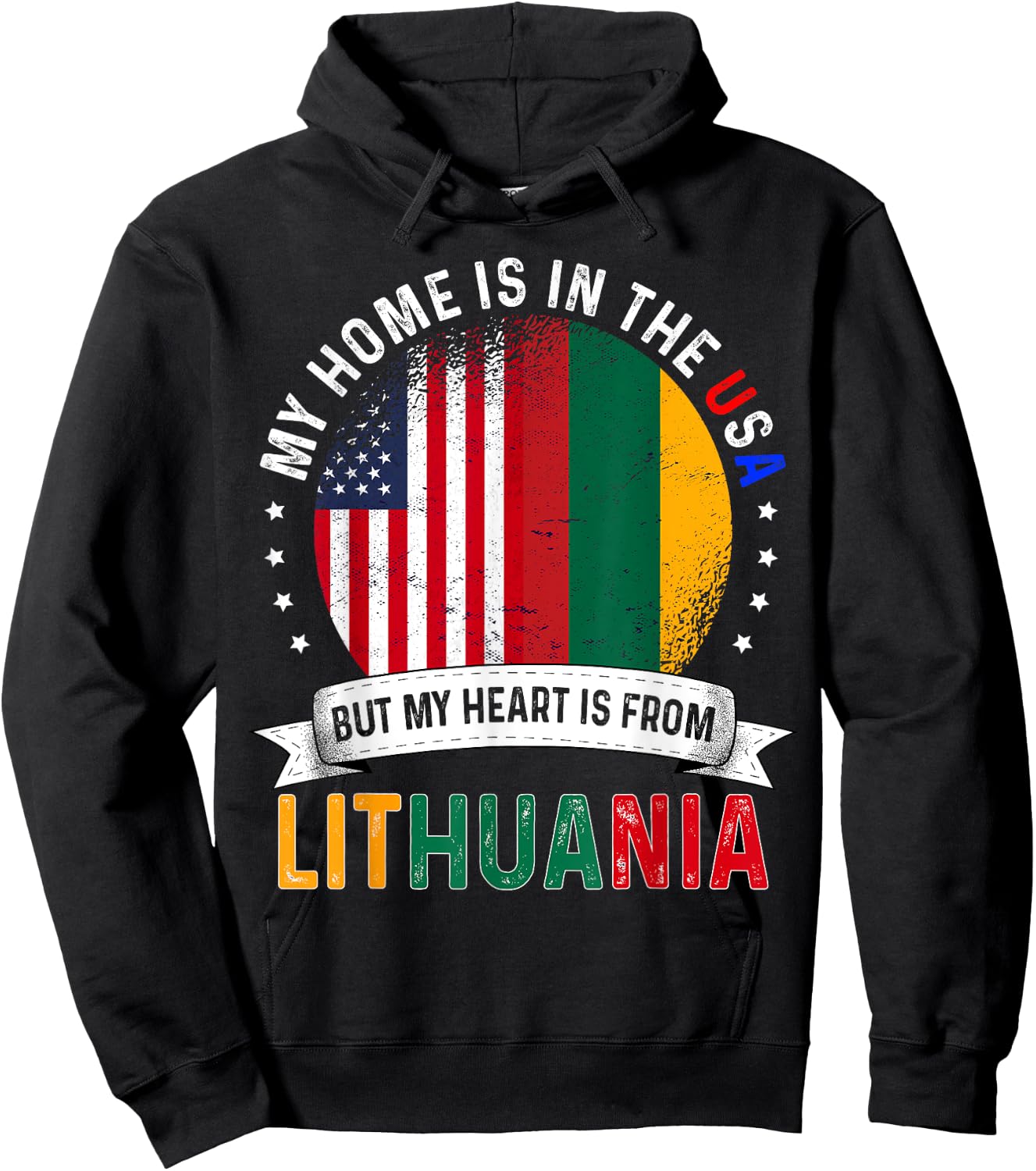 Lithuanian American Patriot Heart is from Lithuania Flag Hoodie - Hoodie | Black