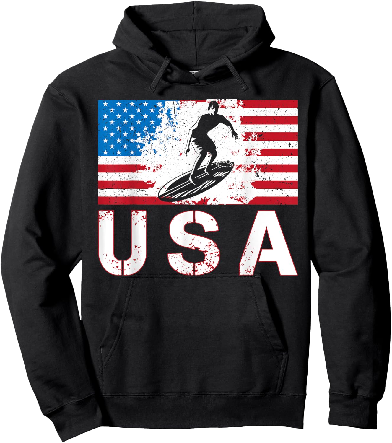 USA Surfing team American flag US Surfer men women kids Hoodie - Hoodie | Black