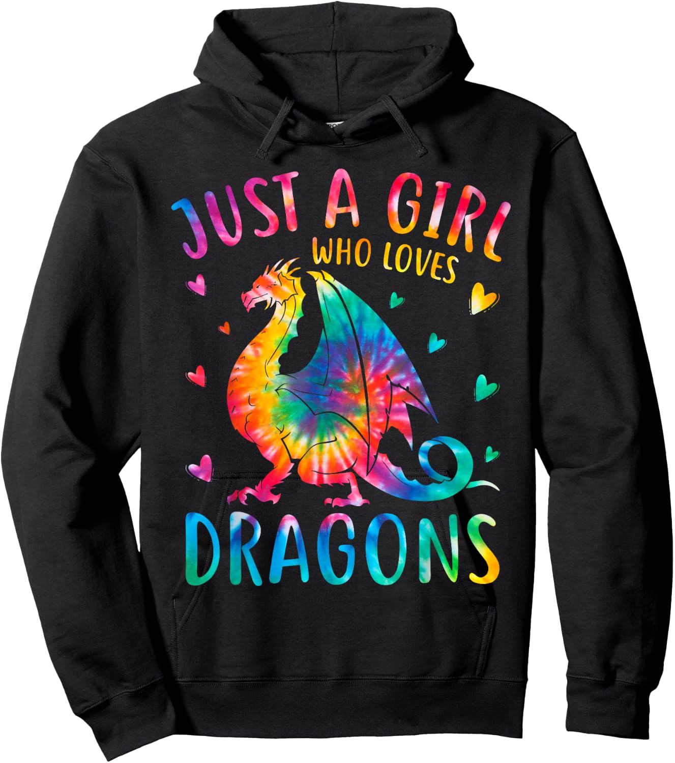 Cute Just A Girl Who Loves Dragons Tie Dye Women and Girls Hoodie - Hoodie | Black
