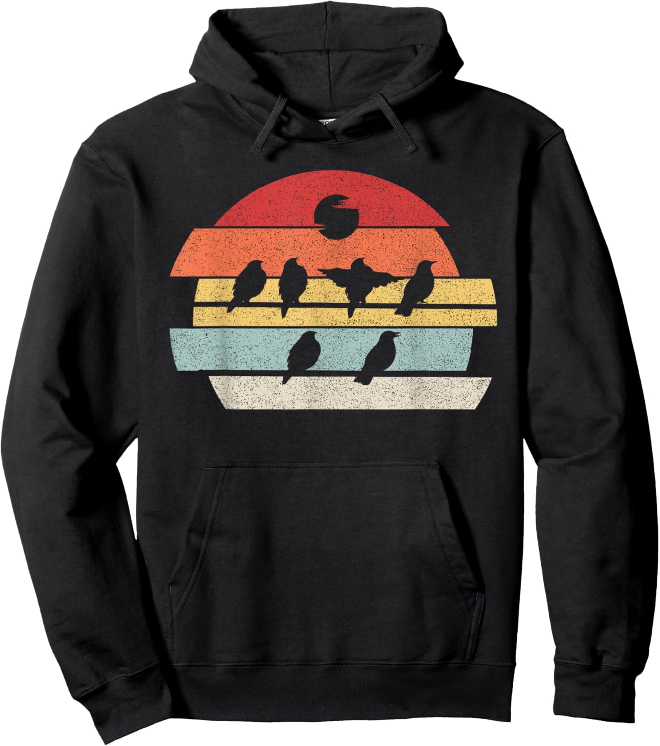 Vintage Retro Birds Shirt Birds On A Wire Nature Birds Lover Hoodie - Hoodie | Black