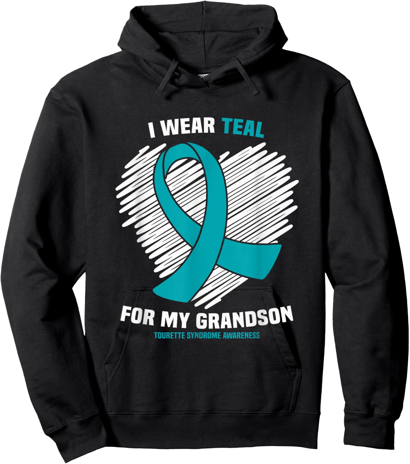 I Wear Teal For My Grandson Tourette Syndrome Awareness Hoodie - Hoodie | Black