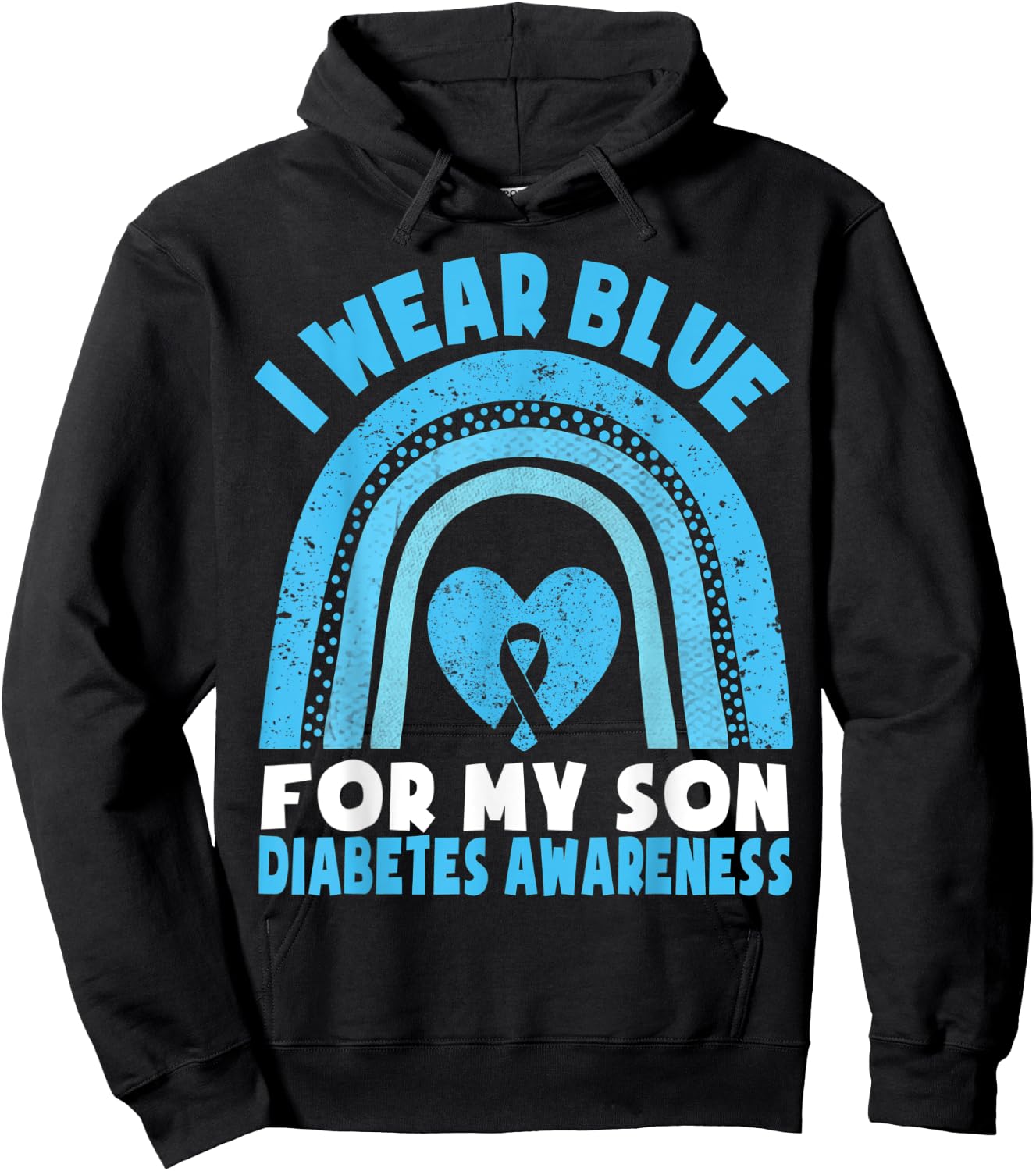 I Wear Blue For My Son Diabetes Awareness T1D Son Mom Dad Hoodie - Hoodie | Black