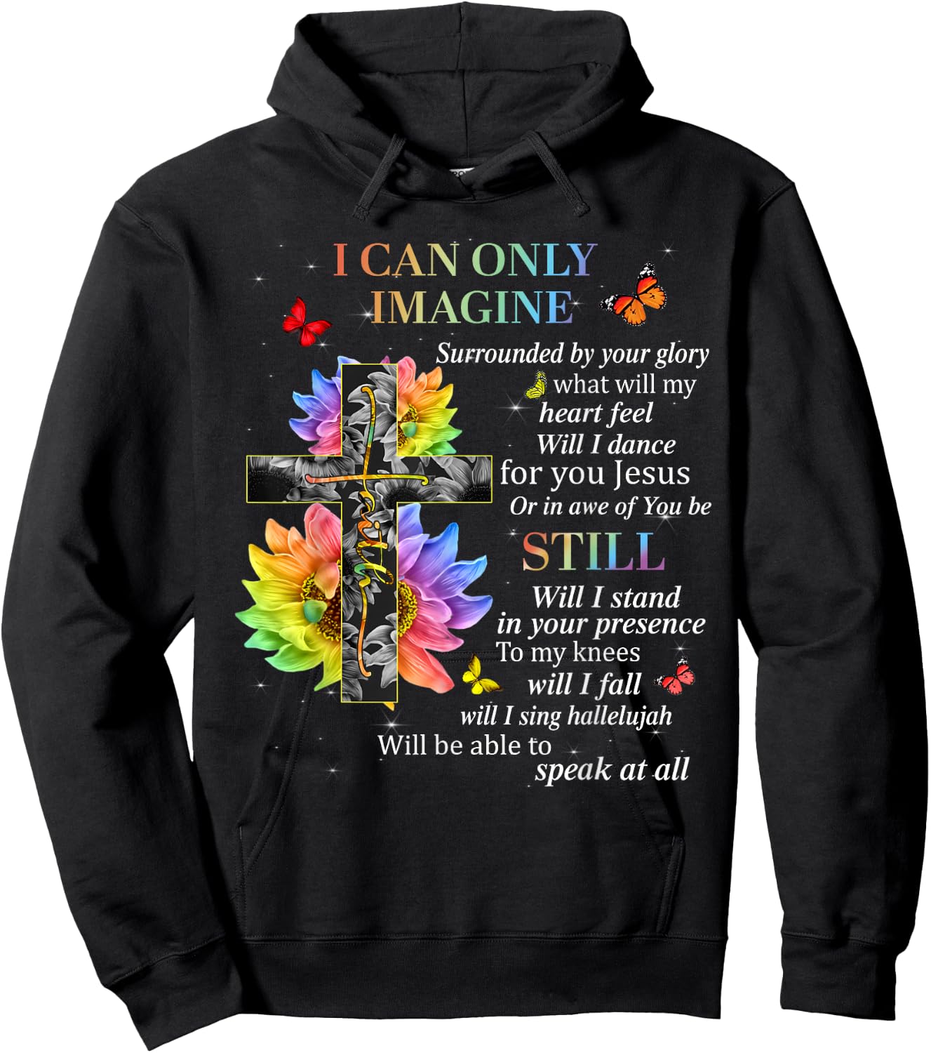 I Only Imagine Christian Women Sunflower Bible Verse Hoodie - Hoodie | Black