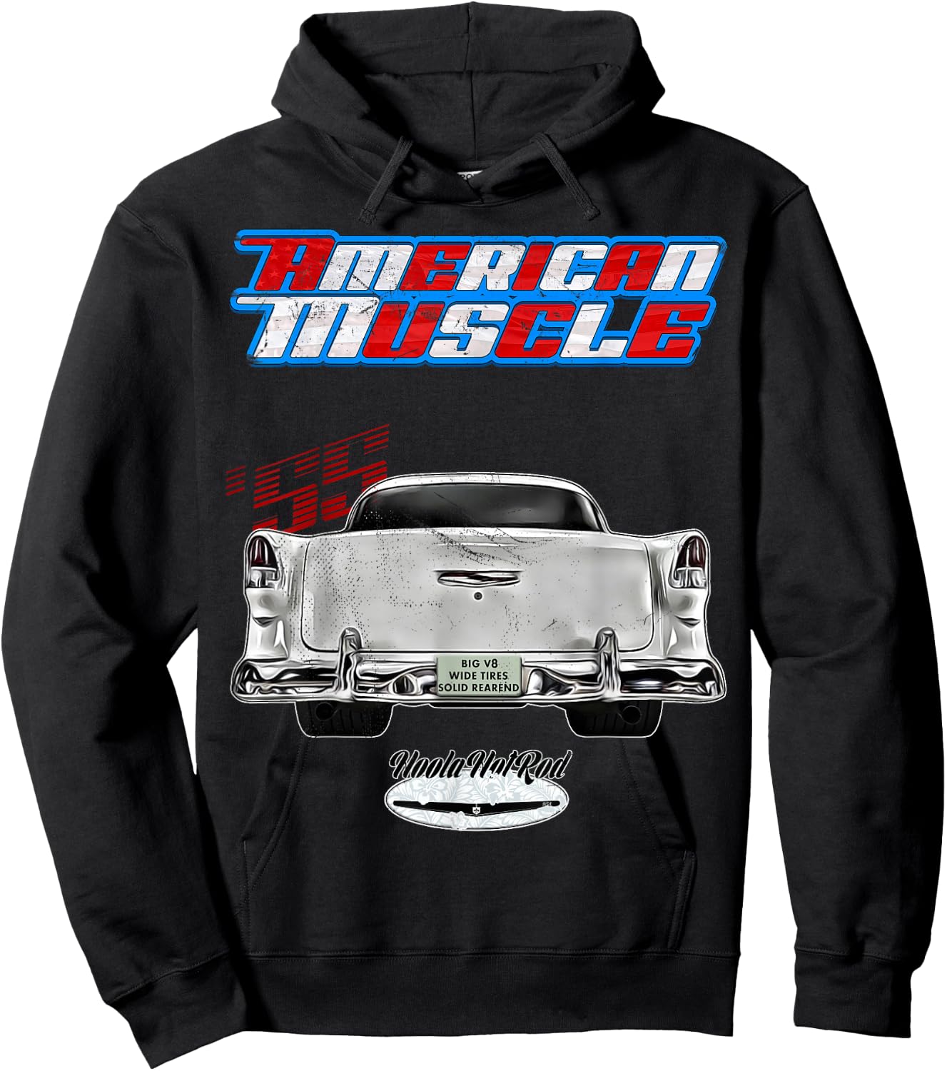 Rockabilly, 1955, Fifties, Bel Air, Belair, Tailfins, Pro Touring Hoodie - Hoodie | Black