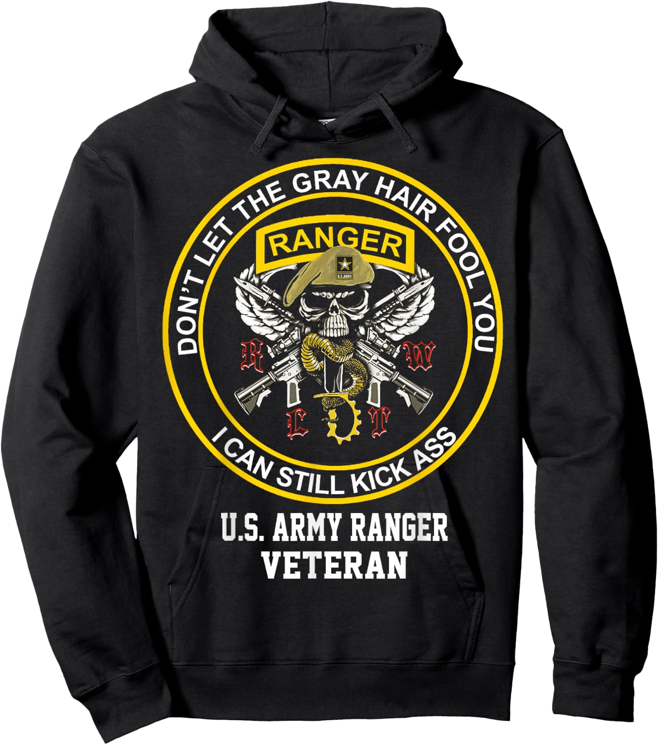 Funny Retired US Army Ranger Veteran USA Military Vet Hoodie - Hoodie | Black