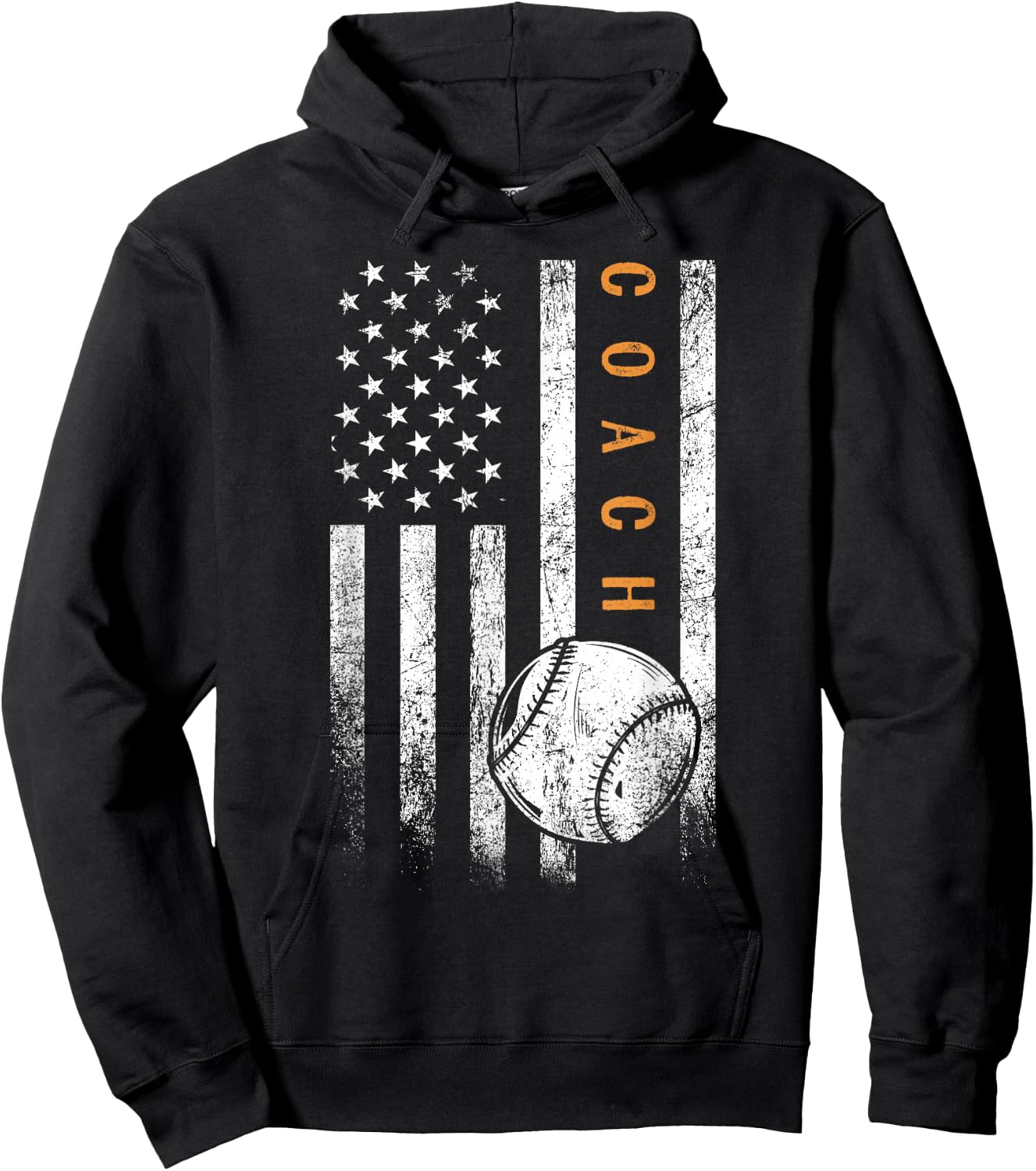 Baseball Coach American Flag Baseball Trainer Coaching Hoodie - Hoodie | Black
