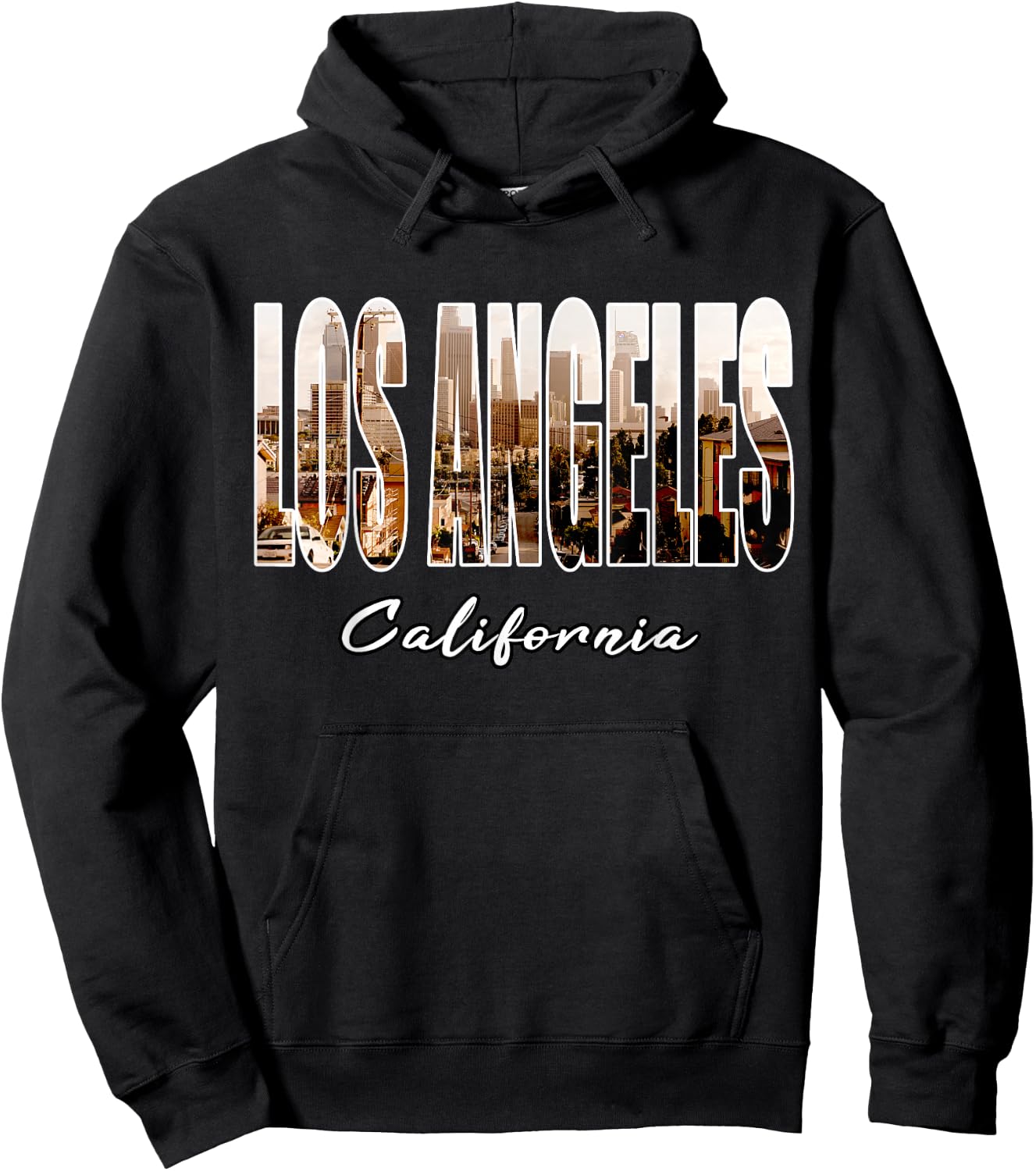 Los Angeles California Font Skyline Urban Photography LA Hoodie - Hoodie | Black