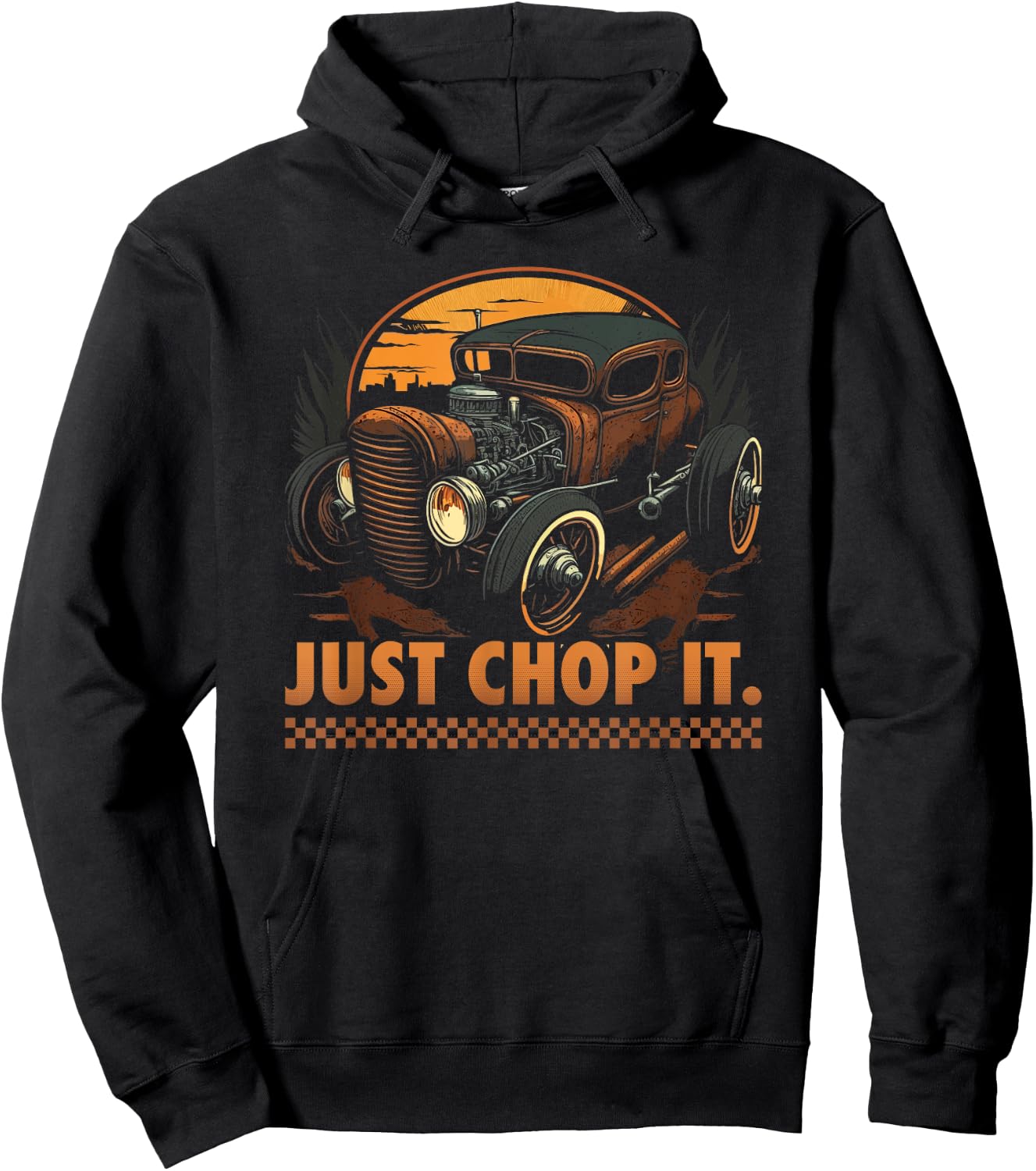 Rat Rod & Hot Rodder Gift Rust Bucket Car Fans Men's Black Vintage Rat Rod , Just Chop It, Short Sleeve, Small Hoodie - Hoodie | Black