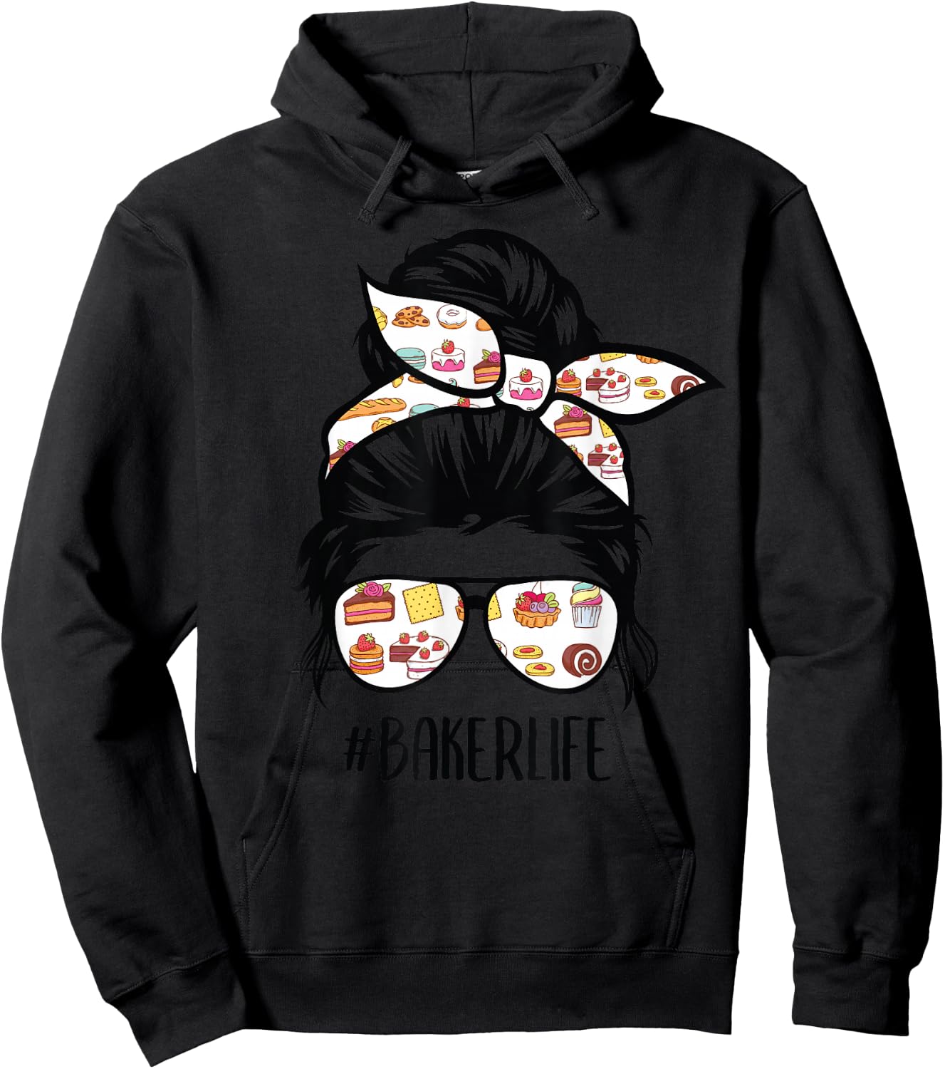 Baker Life Messy Bun Hair Baking Funny Pastry Baker Chef Hoodie - Hoodie | Black