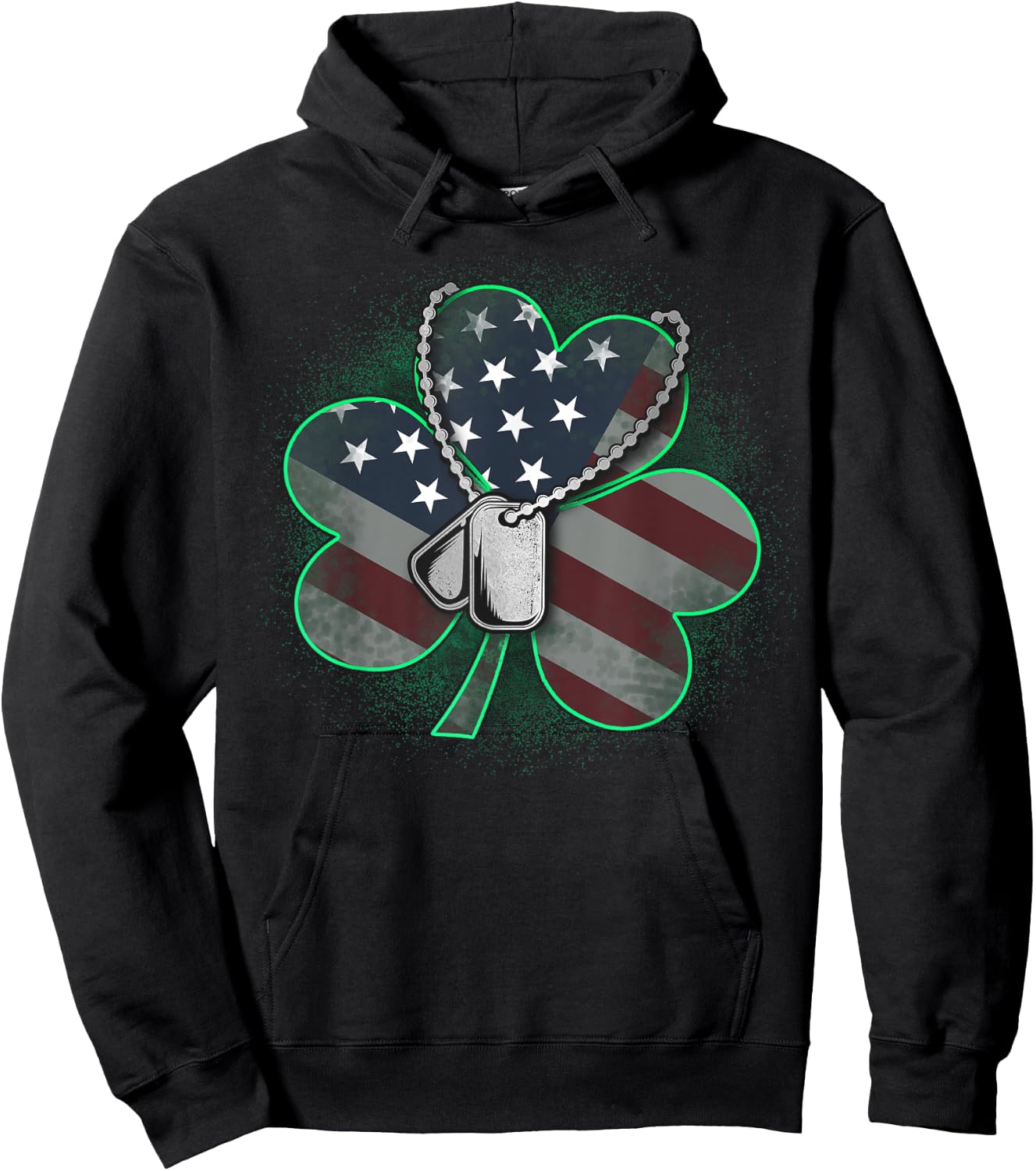 Veteran and Military St Patrick's Day Clover Hoodie - Hoodie | Black