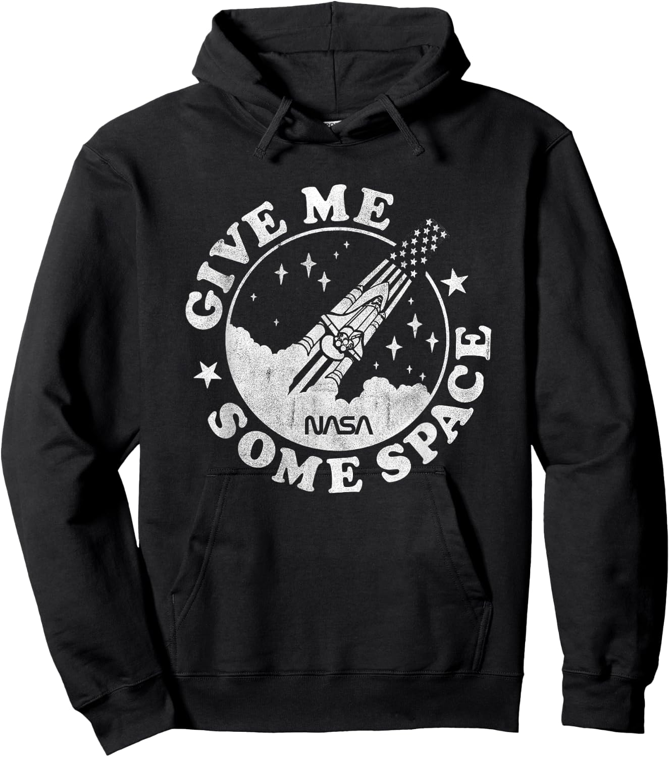 NASA Give Me Some Space Round Rocket Logo Space Science Hoodie - Hoodie | Black