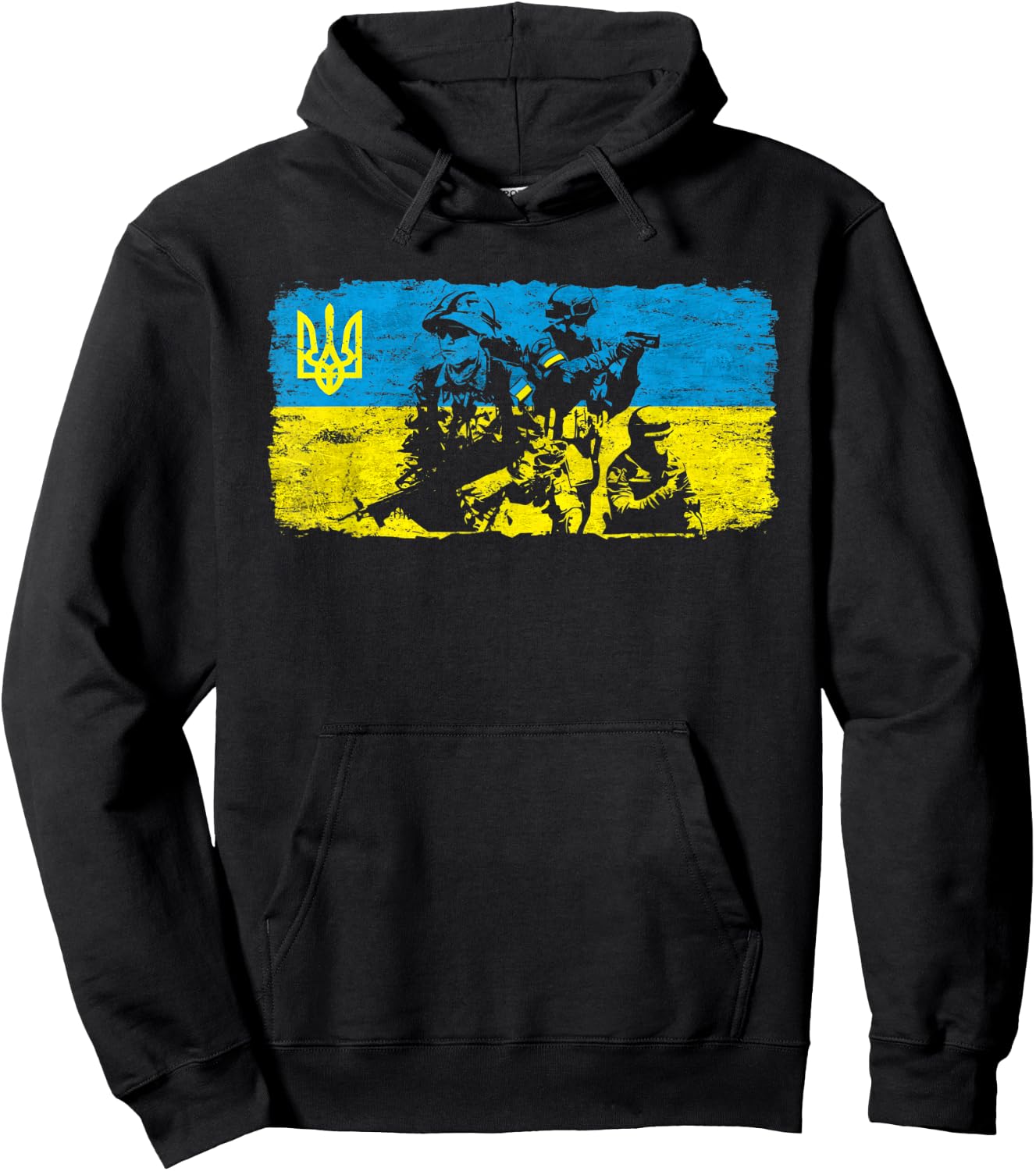 Ukrainian Army Solders Support Ukraine Flag Stand with UA Hoodie - Hoodie | Black