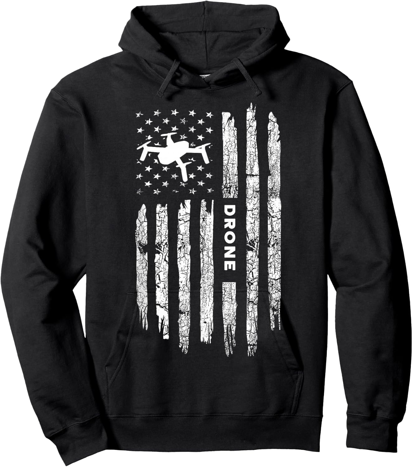 American Flag Drone Clothing - Drone Pilot Vintage Drone Hoodie - Hoodie | Black