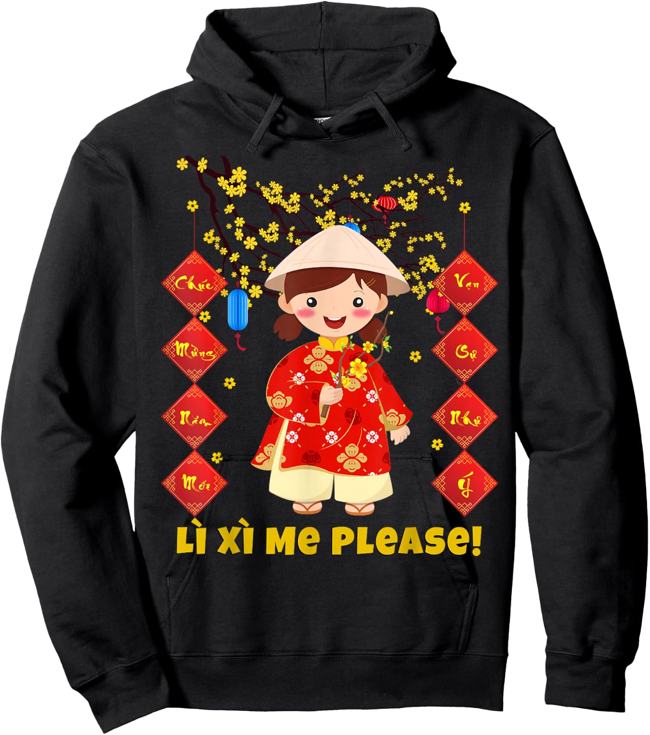 Li Xi Me Please - Chuc Mung Nam Moi 2022 Girls Toddler Kids Hoodie - Hoodie | Black