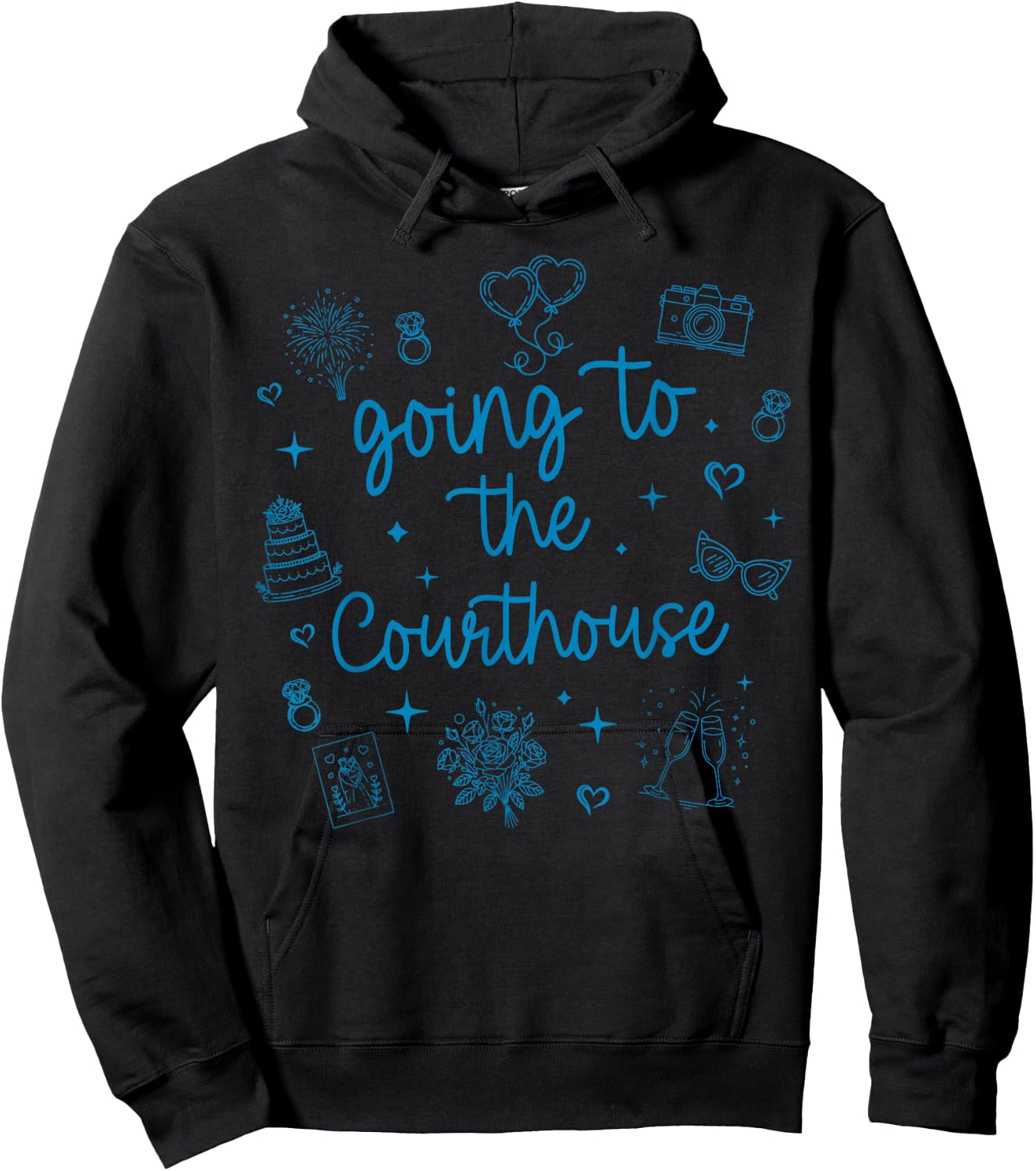 Retro Going to The Courthouse Funny Bride Elope Wedding Hoodie - Hoodie | Black