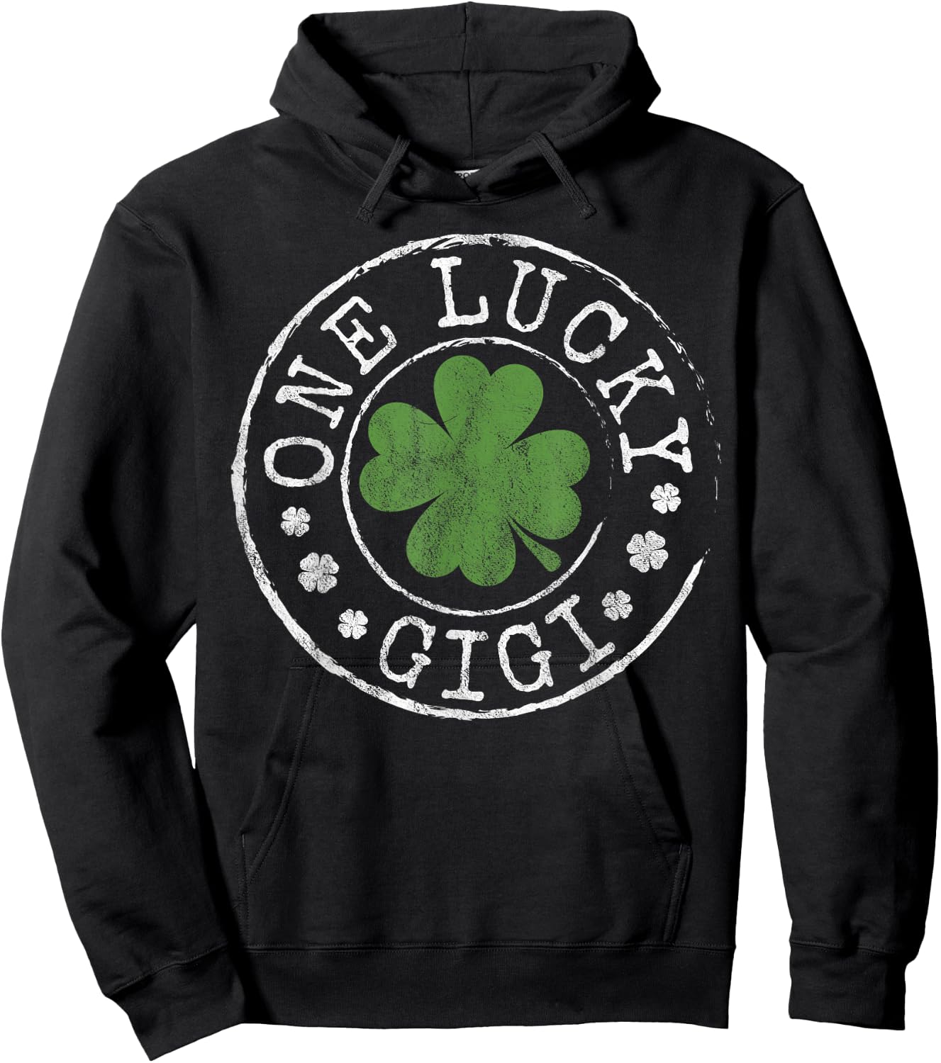 One Lucky Gigi Fun Irish Shamrocks Grandma St Patrick's Day Hoodie - Hoodie | Black