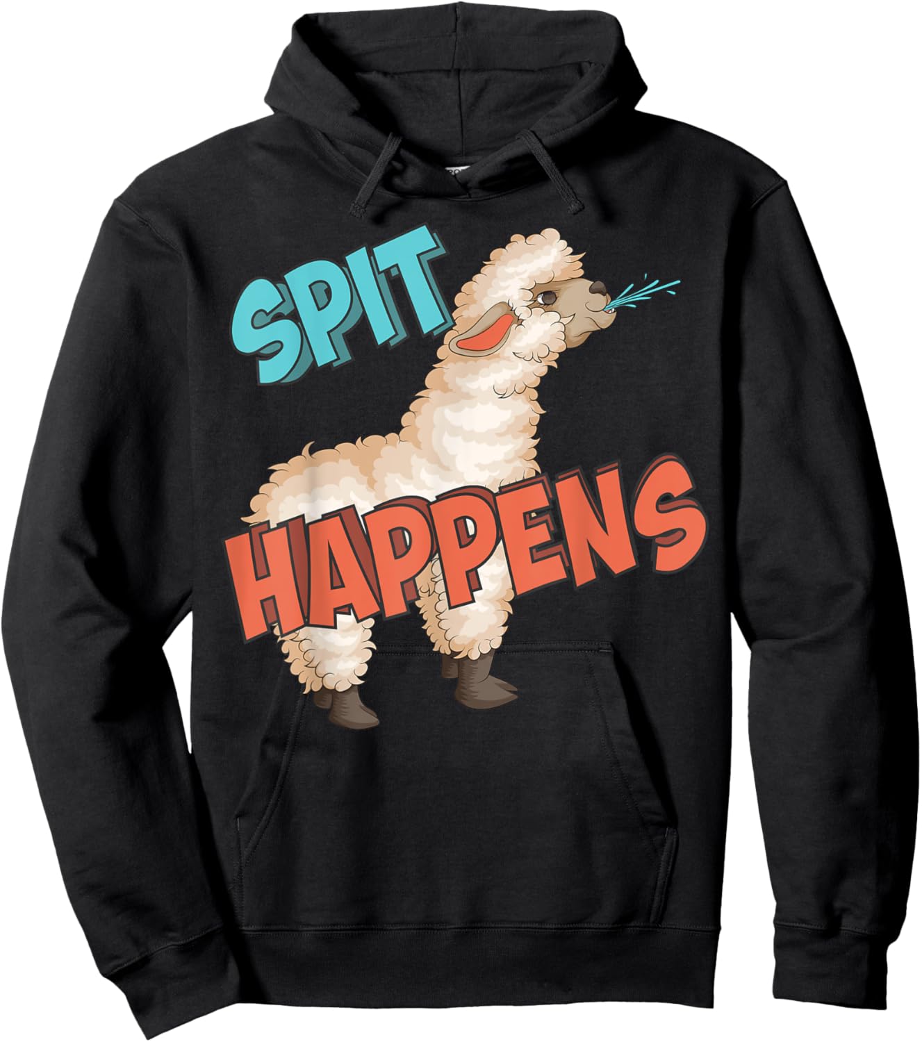 Funny Spit Cute Llama Alpaca Animal Pun Happens Lover Gift Hoodie - Hoodie | Black