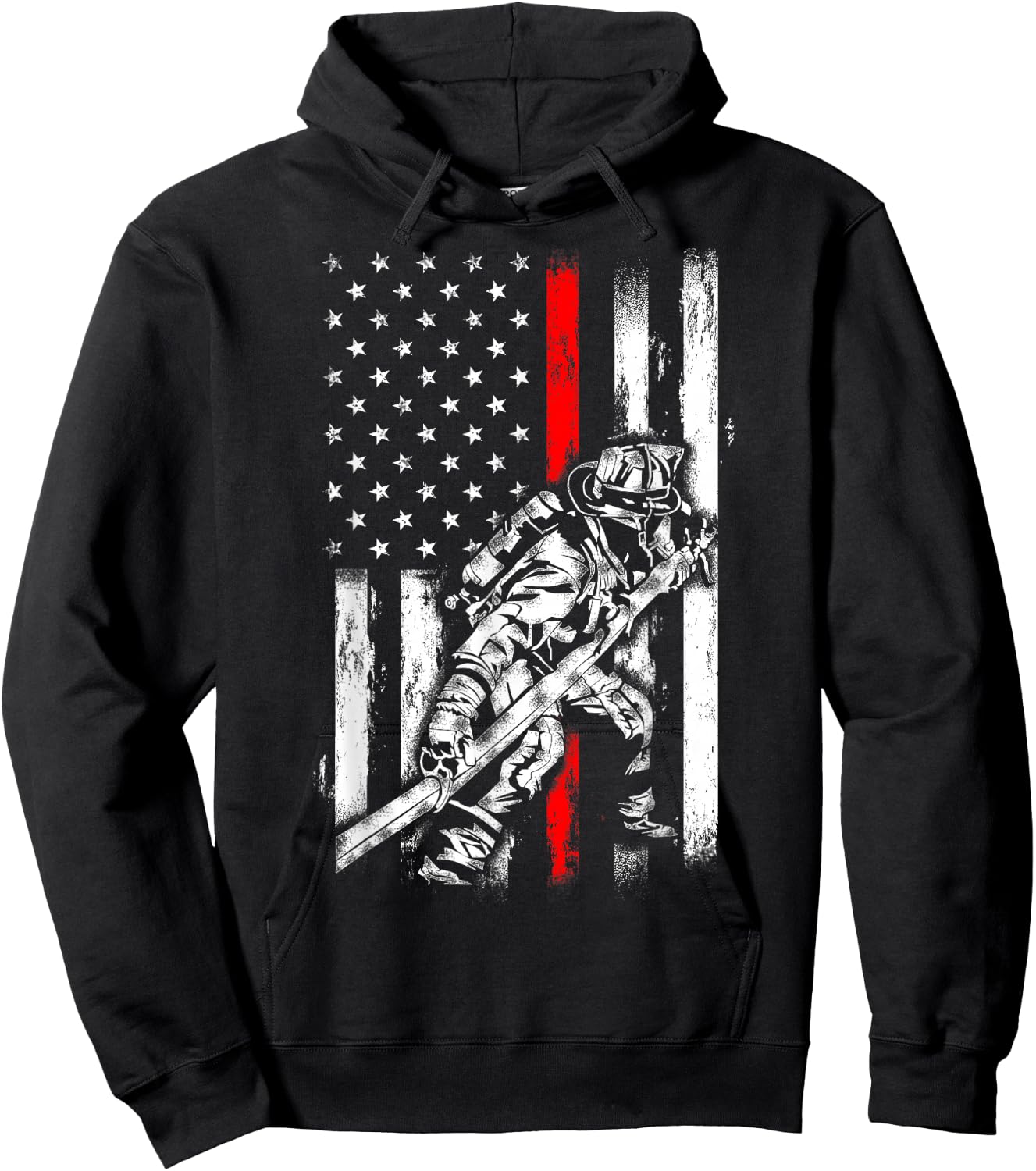 Firefighter American Flag for US Fireman Hoodie - Hoodie | Black