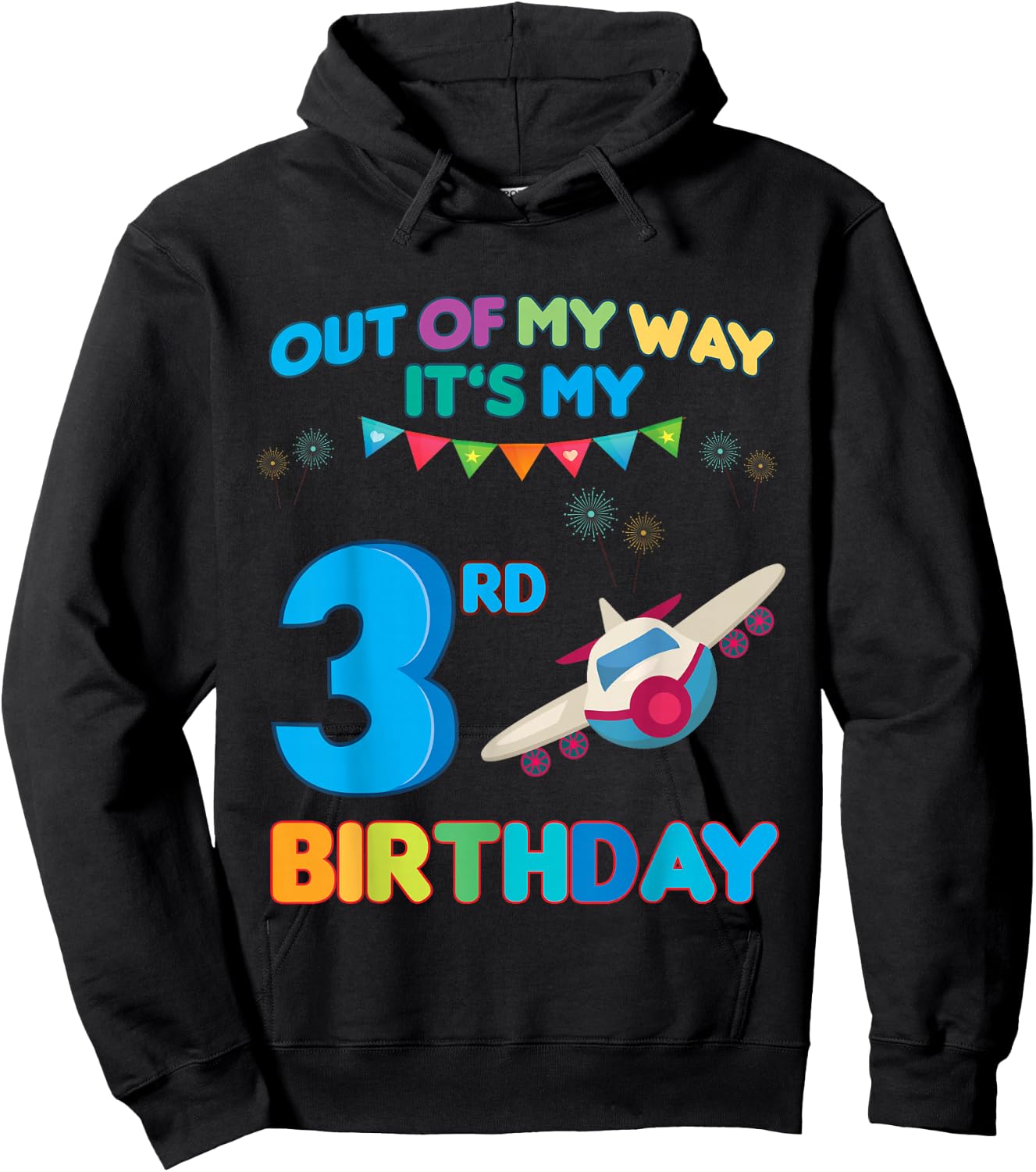Out of my way it's my 3rd birthday aviation airplane Hoodie - Hoodie | Black