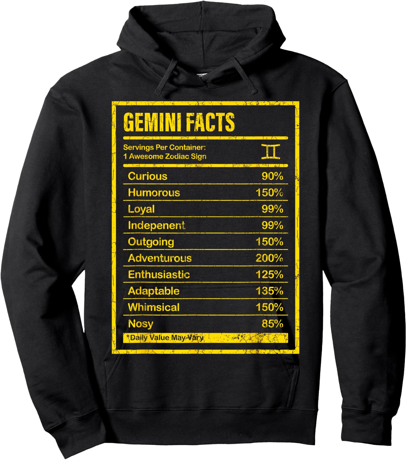 Gemini Zodiac Sign Gift Men Women Funny Hoodie - Hoodie | Black