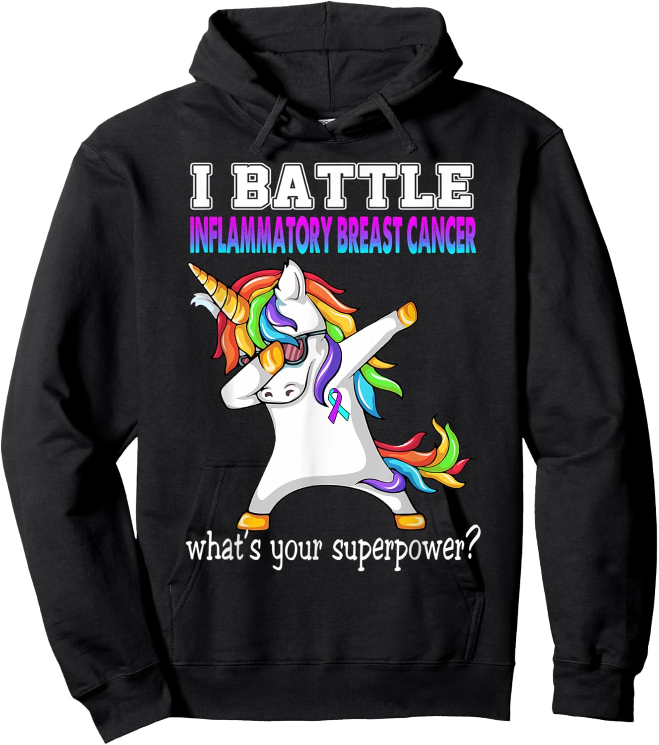 Unicorn I Battle Inflammatory Breast Cancer Awareness Hoodie - Hoodie | Black