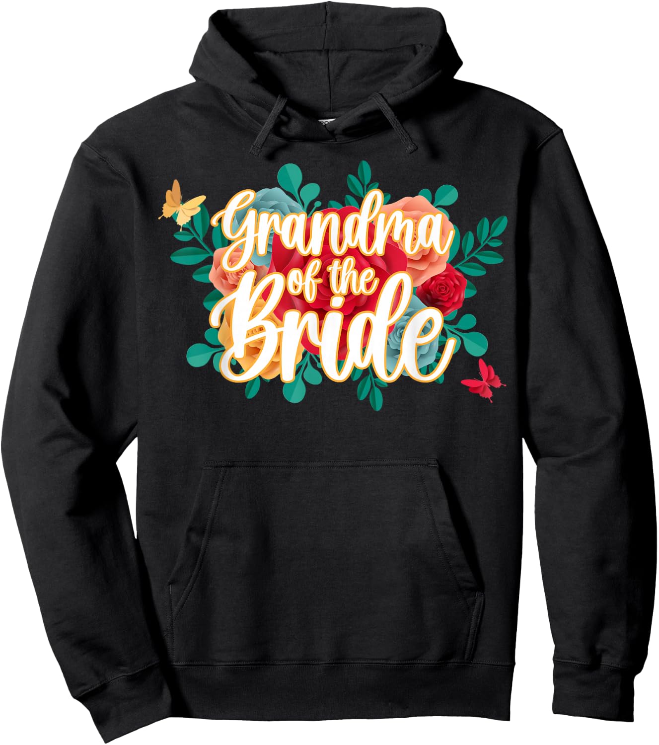 Grandma of The Bride Flower Grandmother of The Bride Grandma Hoodie - Hoodie | Black