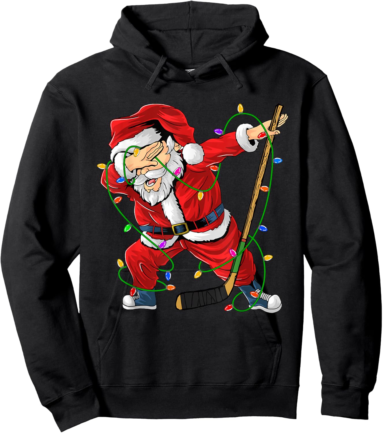 Merry Christmas Ice Hockey Dabbing Santa Claus Hockey Player Hoodie - Hoodie | Black