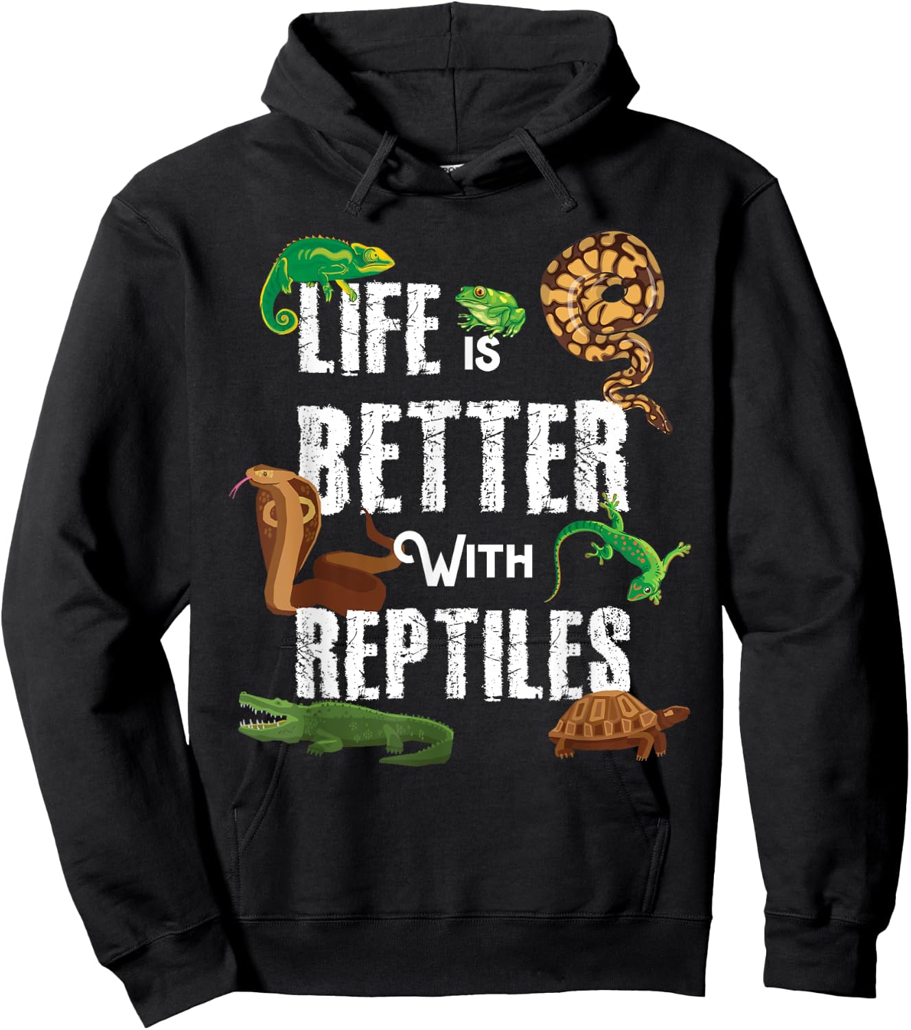 Life Is Better With Reptiles Lizard Reptile Pet Lover Hoodie - Hoodie | Black